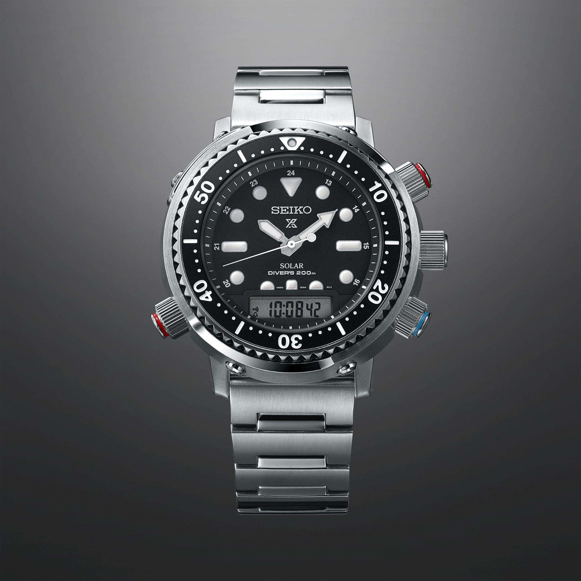 Seiko Prospex Solar Arnie Hybrid Divers 40th Anniversary Automatic Black Dial Stainless Steel Bracelet SNJ033P1