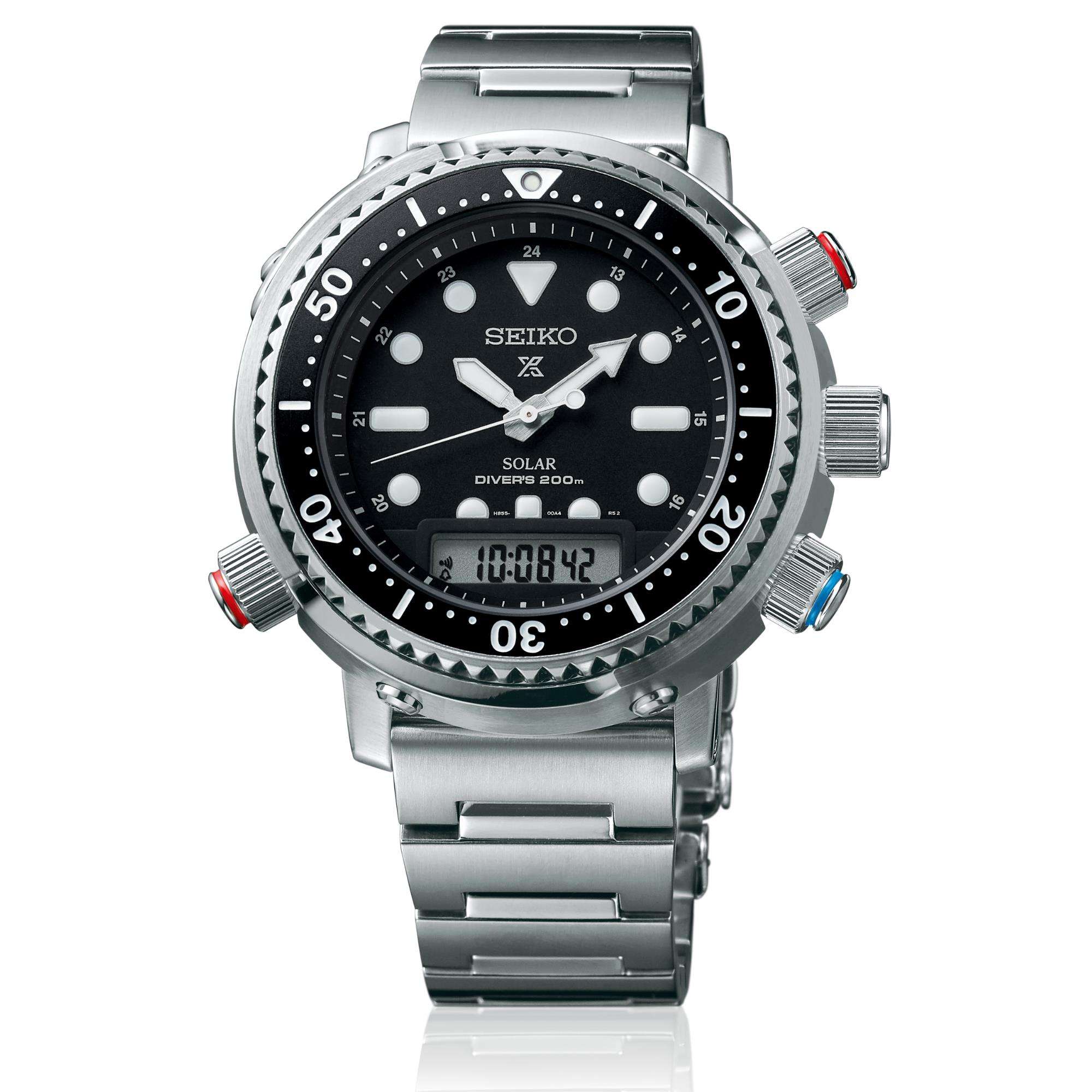 Seiko Prospex Solar Arnie Hybrid Divers 40th Anniversary Automatic Black Dial Stainless Steel Bracelet SNJ033P1