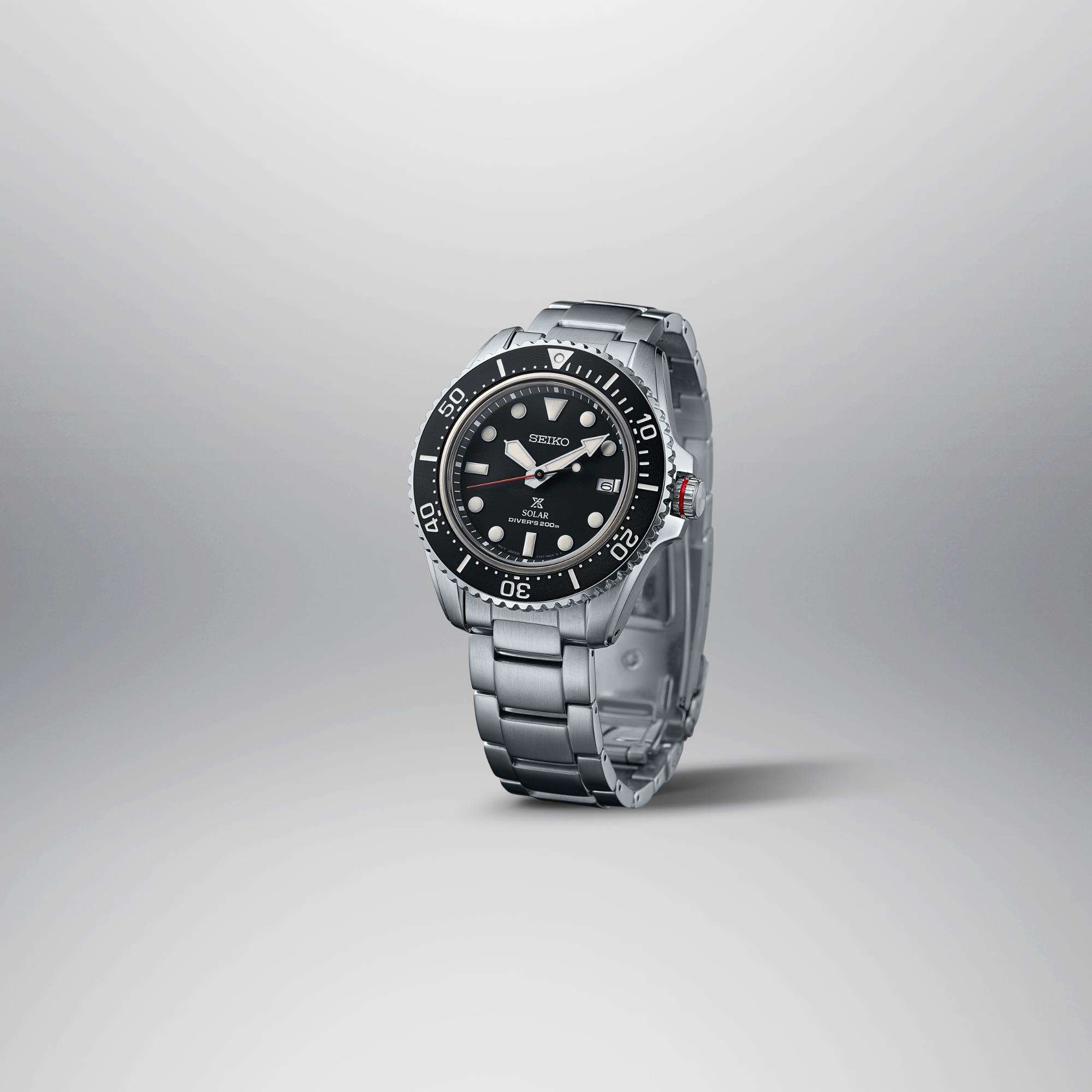 Seiko Prospex Solar Quartz Black Dial Stainless Steel Bracelet Men's Watch SNE589P1