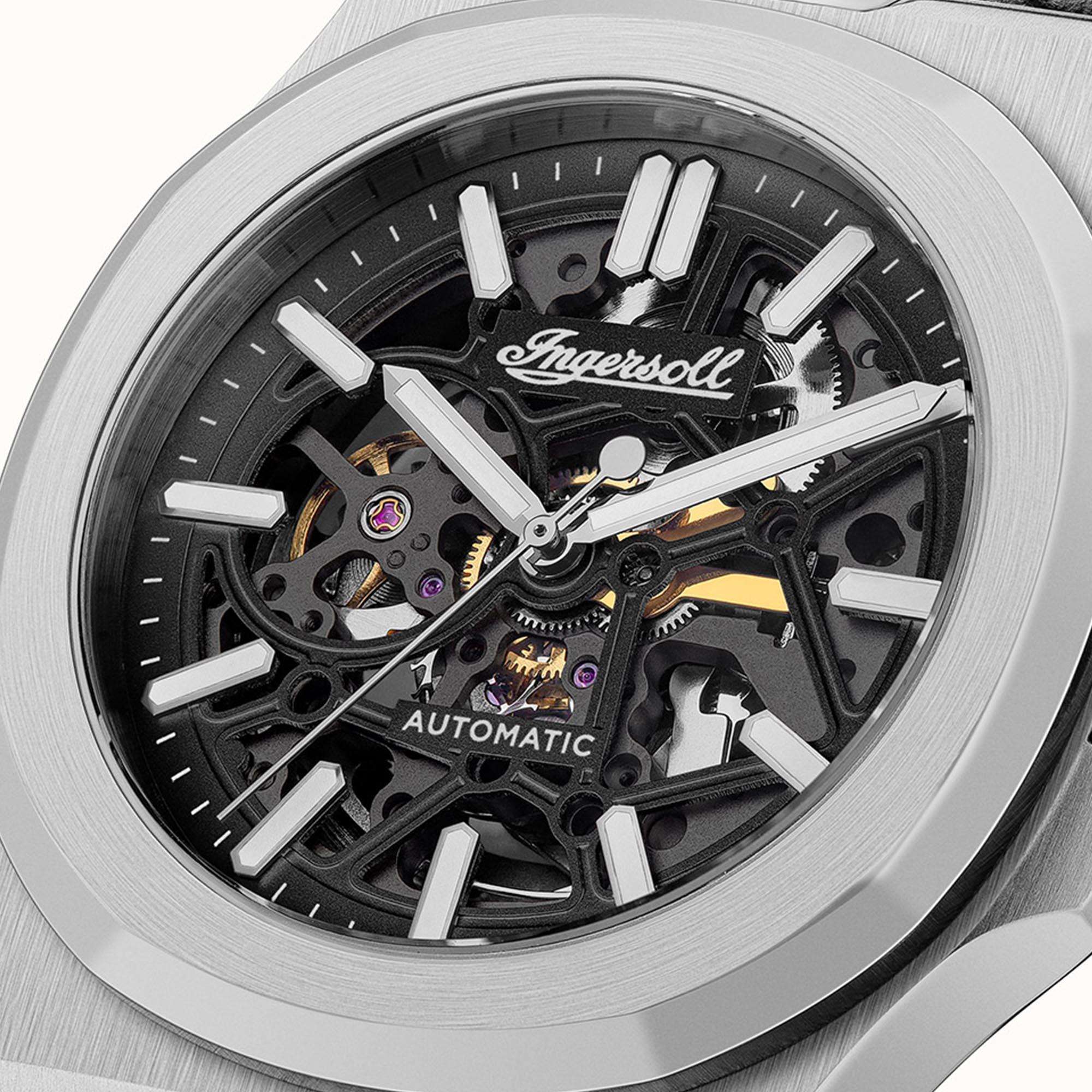 Ingersoll  The Catalina  Automatic Black Dial Black Leather Strap Men's Watch I12502