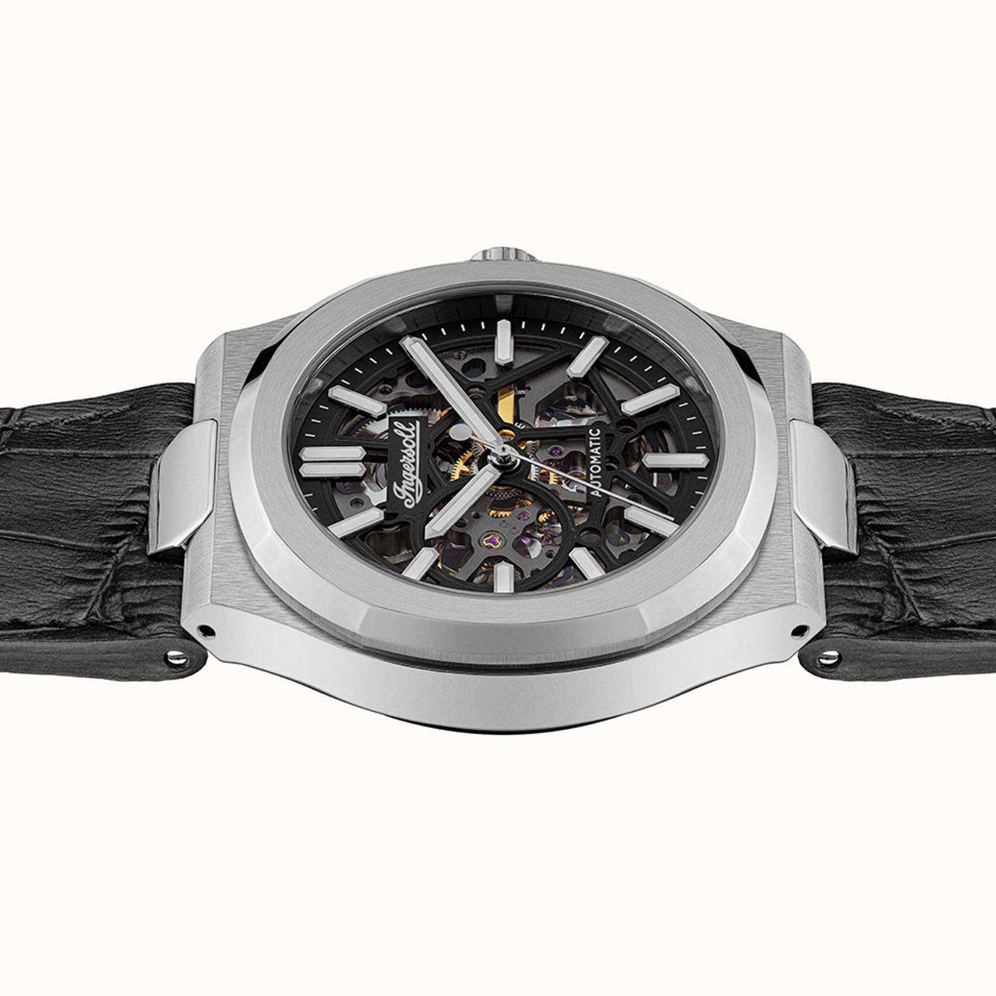 Ingersoll  The Catalina  Automatic Black Dial Black Leather Strap Men's Watch I12502