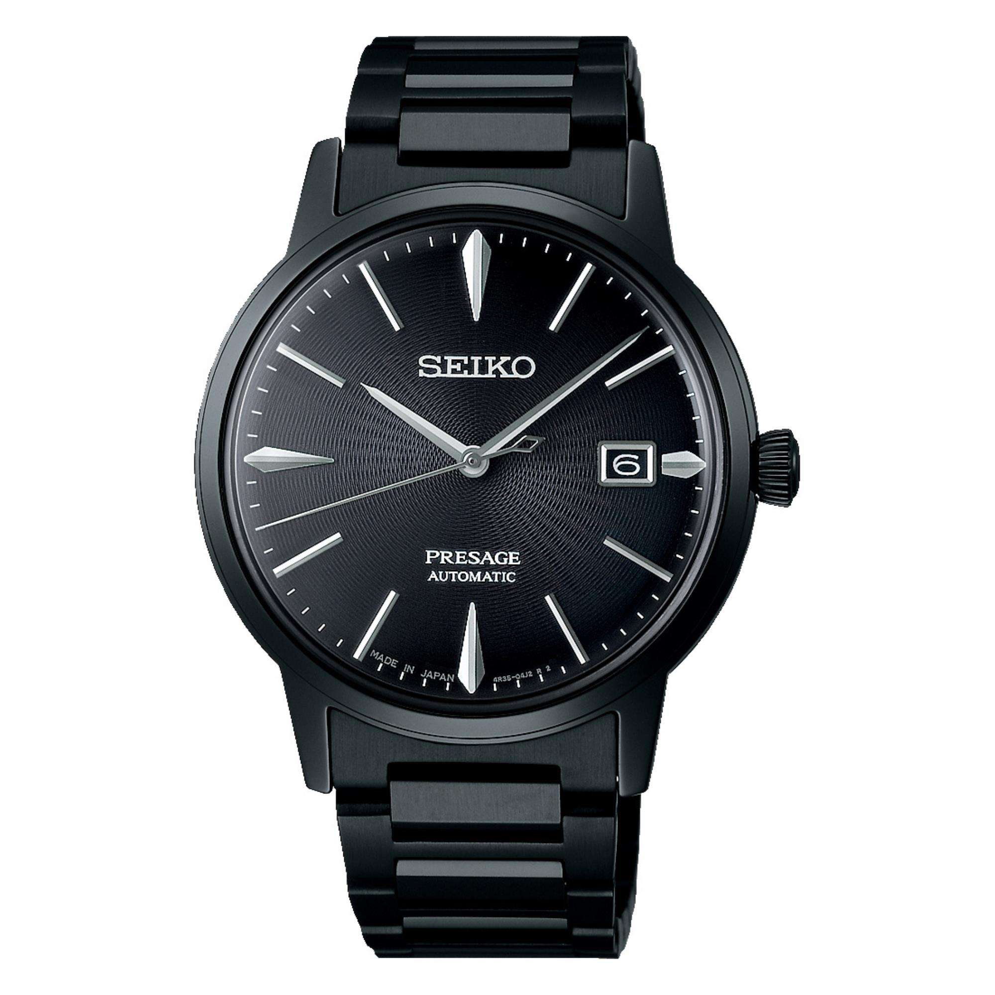 Seiko Presage Cocktail Time 'Black Velvet' Automatic Black Dial Black PVD Stainless Steel Bracelet Men's Watch SRPJ15J1