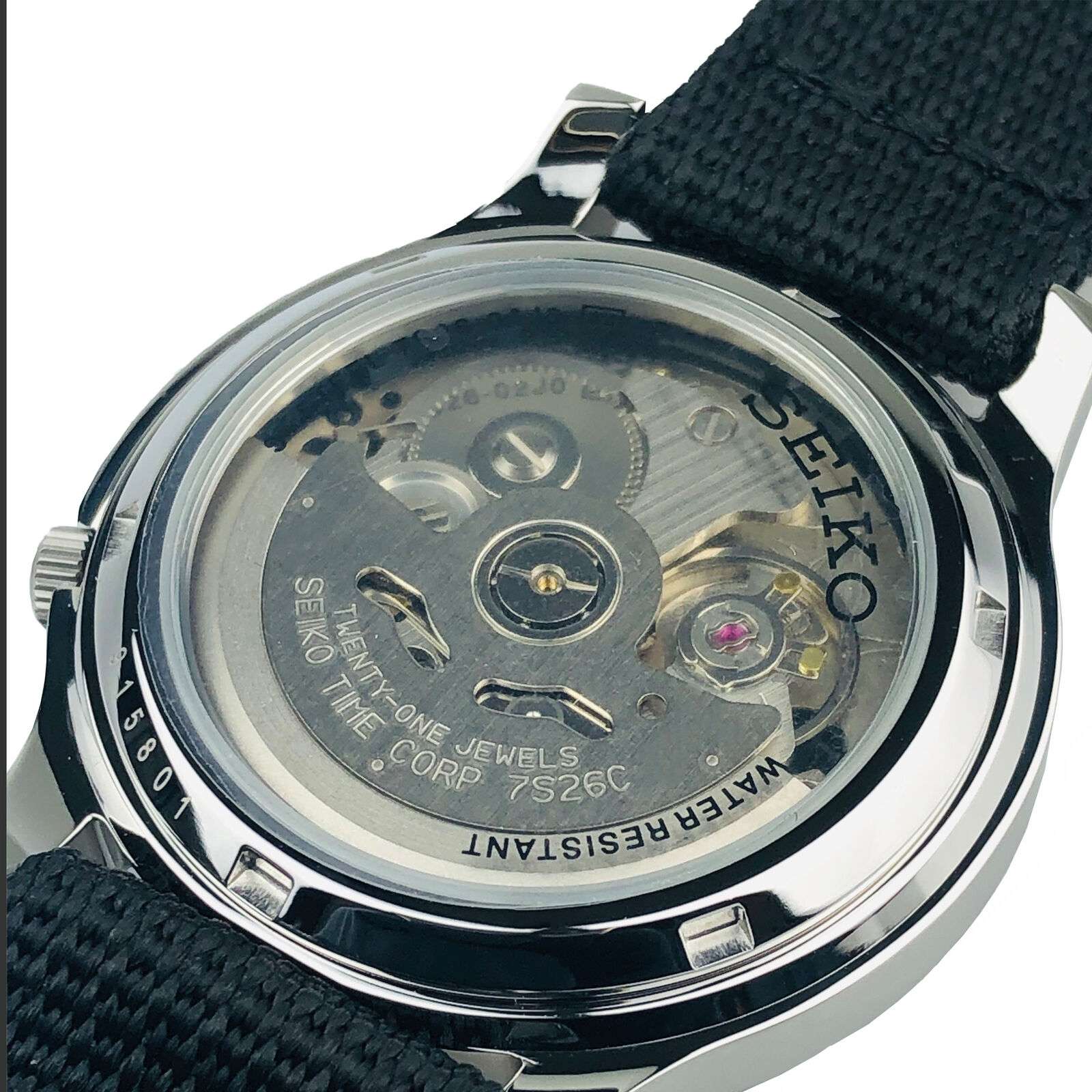 Seiko 5 Automatic Black Dial Black NATO Fabric Strap Men's Watch SNK809K2