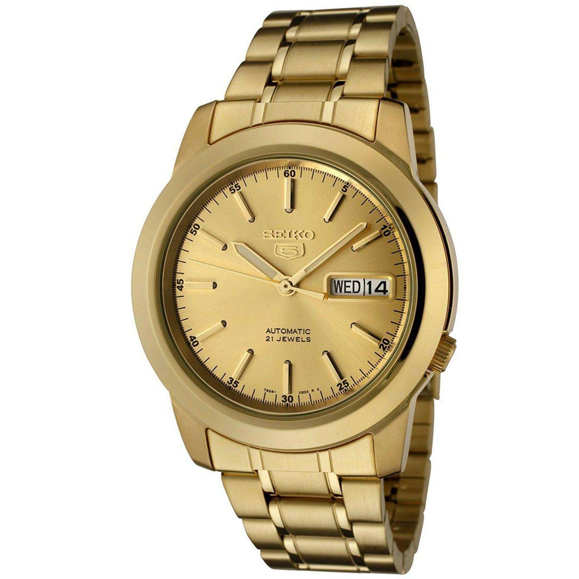 Seiko 5 Classic Automatic Gold Dial Gold Tone PVD Steel Men's Watch SNKE56K1