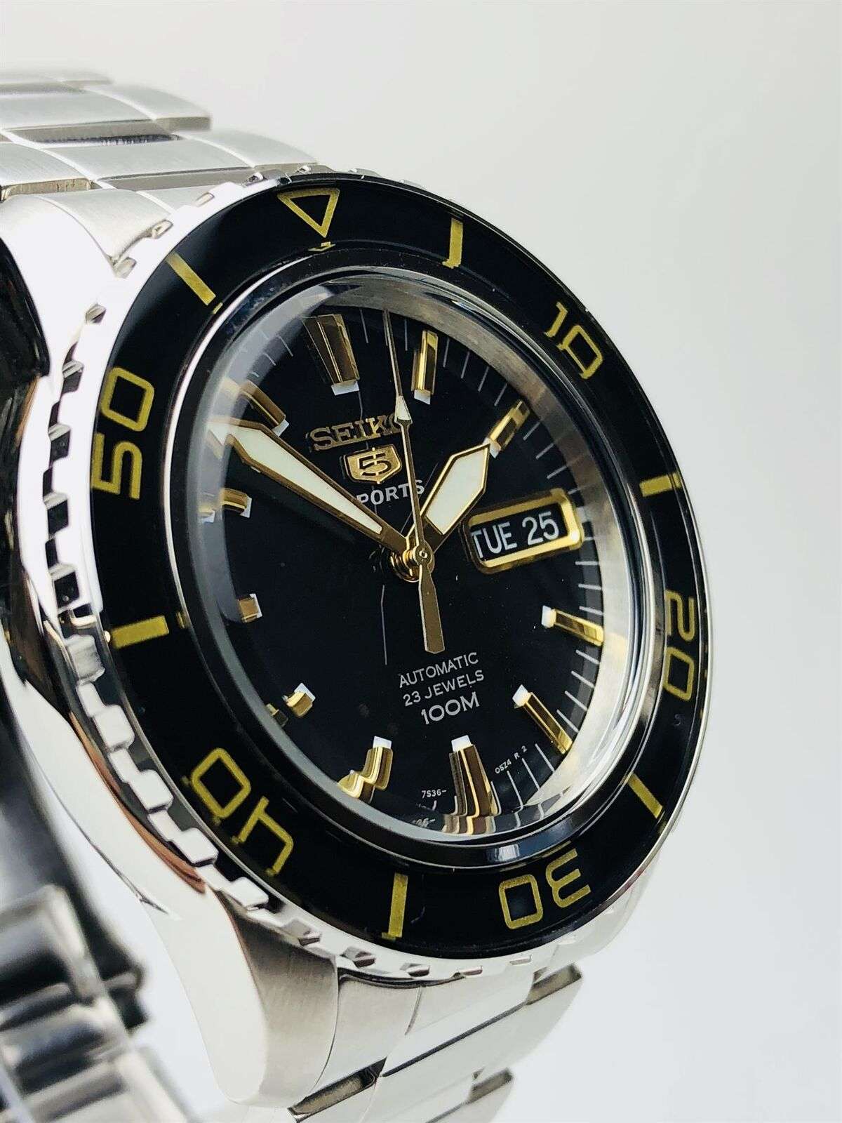 Seiko 5 Sports Automatic Black Dial Stainless Steel Men's Watch SNZH57K1