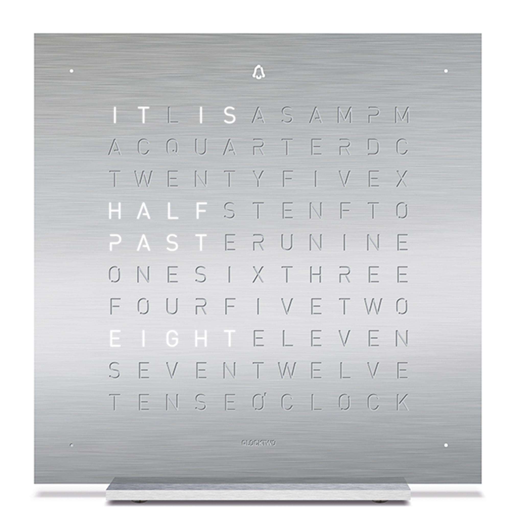 QLOCKTWO Touch Table Clock Full Metal Silver Body T4SENSS