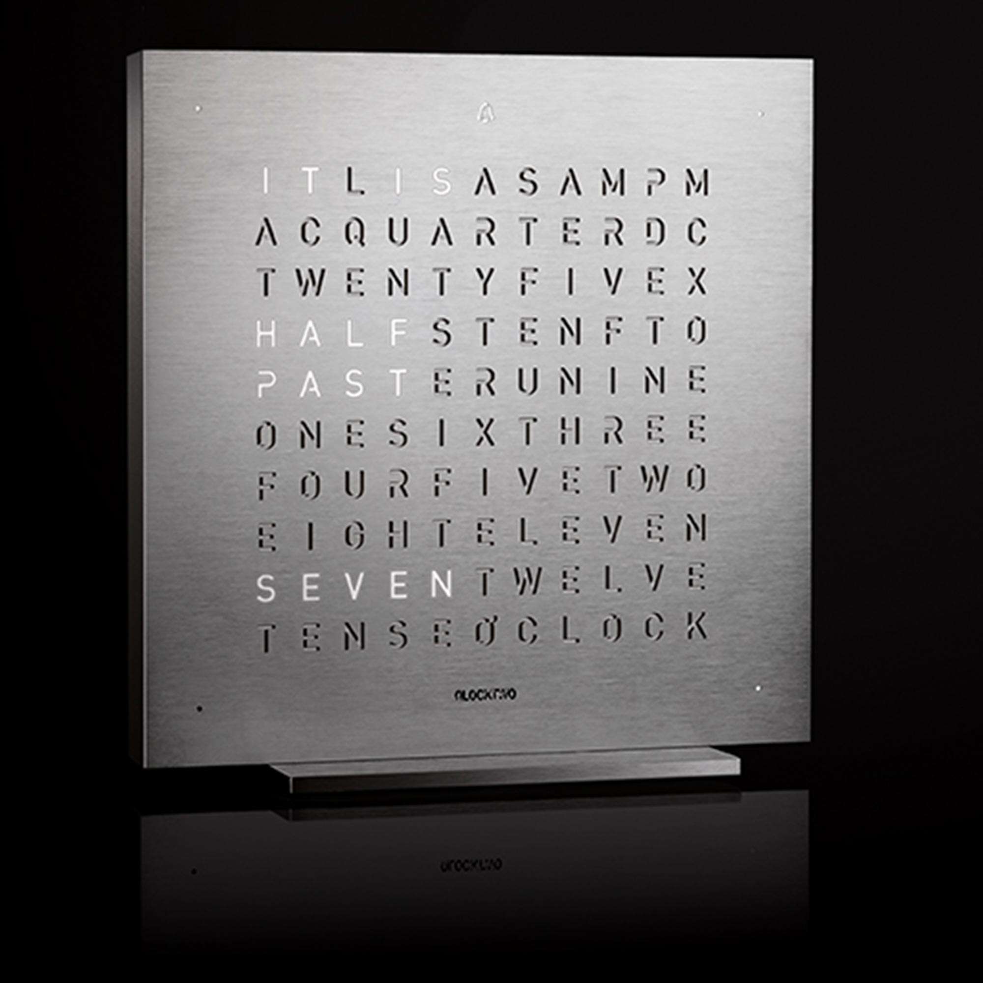 QLOCKTWO Touch Table Clock Full Metal Silver Body T4SENSS