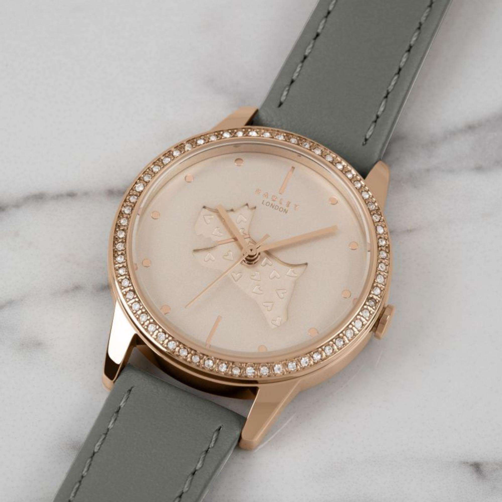 Radley Quartz Rose Gold Dial Grey Leather Strap Ladies Watch RY21182
