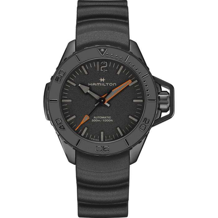 Hamilton Khaki Navy Frogman Automatic Black Dial Black Rubber Strap Men's Watch H77845330