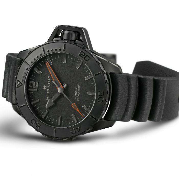 Hamilton Khaki Navy Frogman Automatic Black Dial Black Rubber Strap Men's Watch H77845330