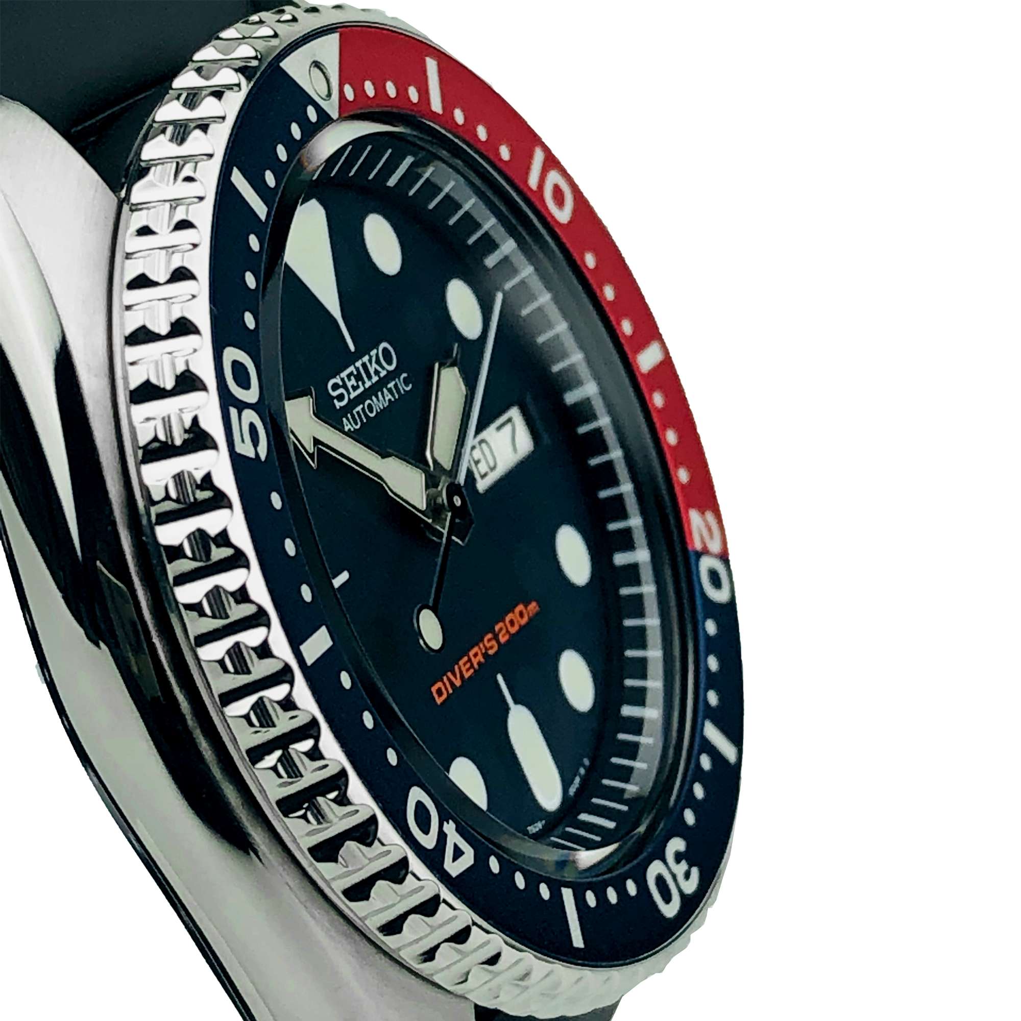 Seiko Divers Pepsi Automatic Black Dial Black Rubber Strap Men's Watch SKX009K1