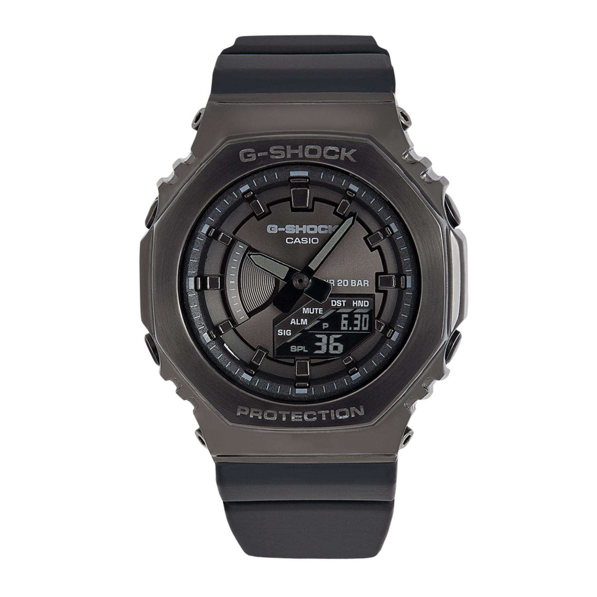 Casio G-Shock CasiOak Octagonal Black Digi-Analog Men's Watch GM-S2100B ...
