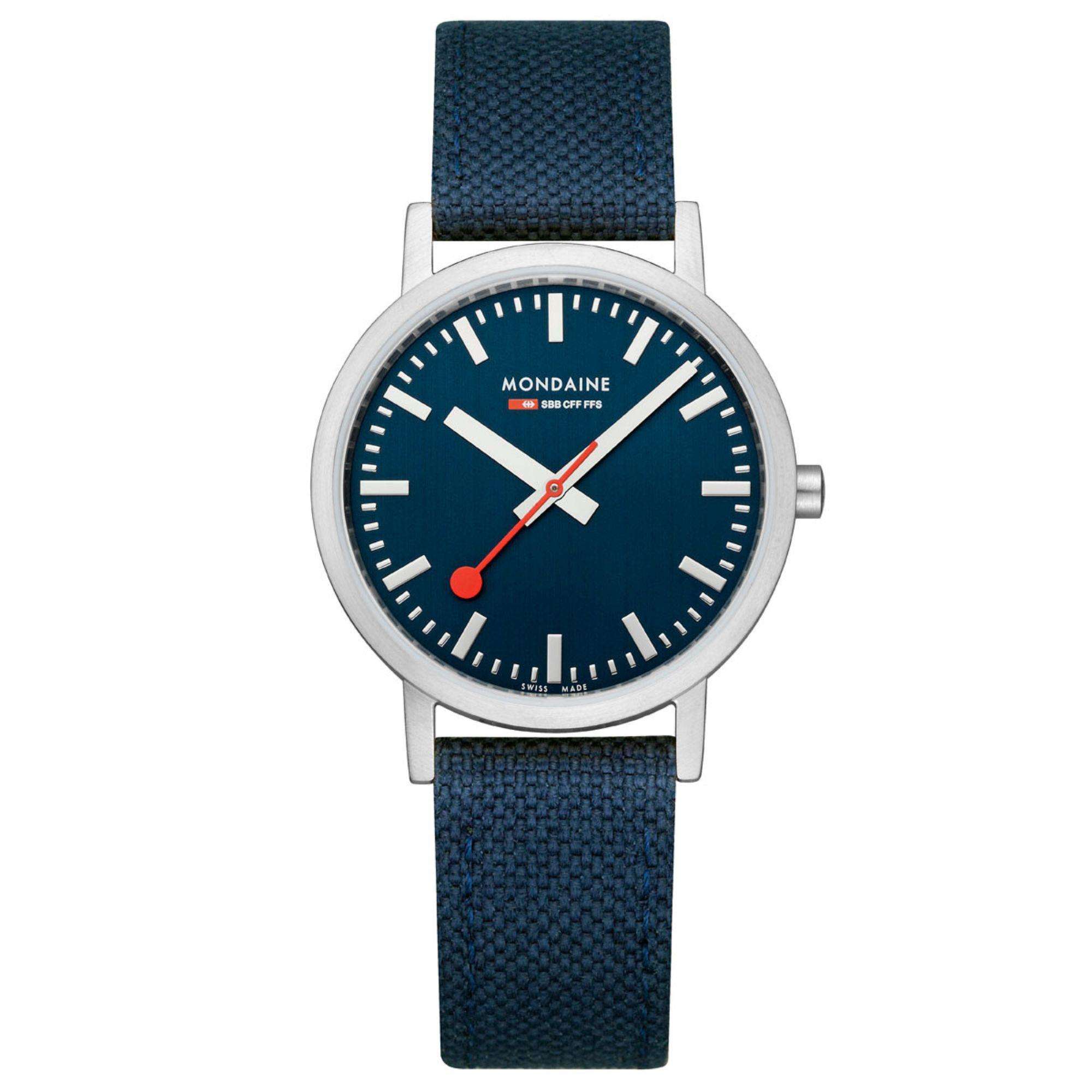 Mondaine Classic Deepest Blue Textile Strap Blue Dial Unisex Watch A660.30314.40SBD