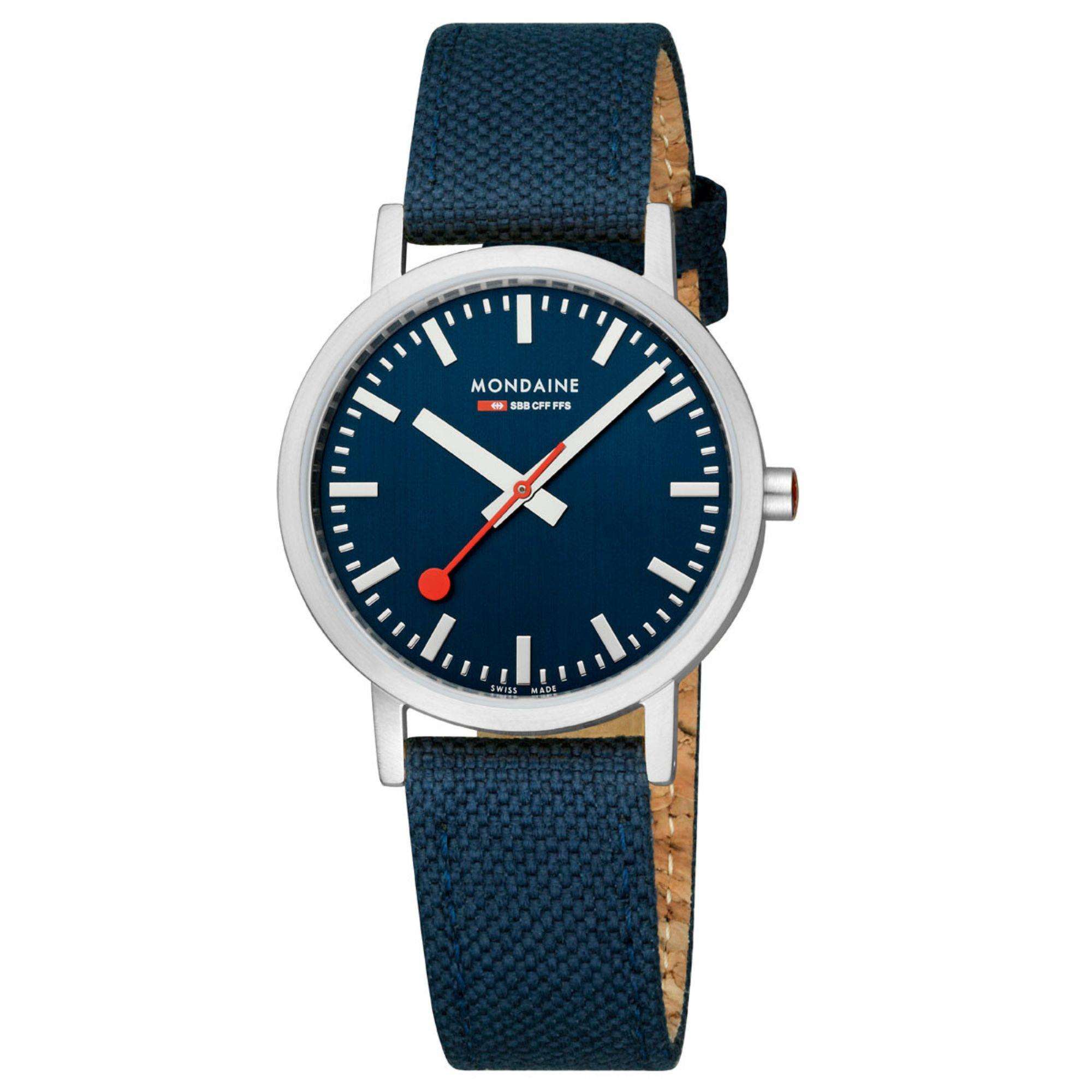 Mondaine Classic Deepest Blue Textile Strap Blue Dial Unisex Watch A660.30314.40SBD