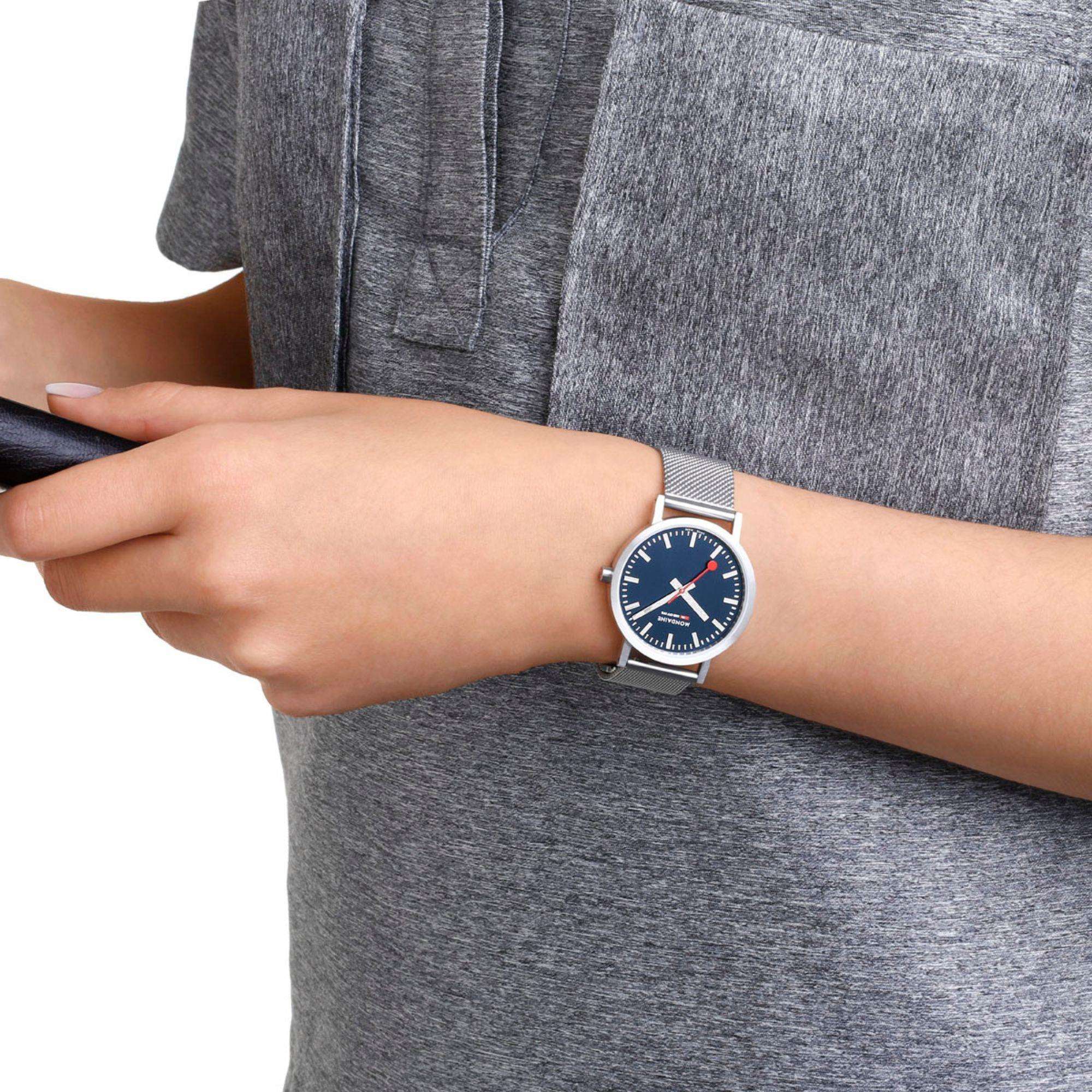 Mondaine Classic Deep Ocean Blue Dial Mesh Bracelet Unisex Watch A660.30314.40SBJ