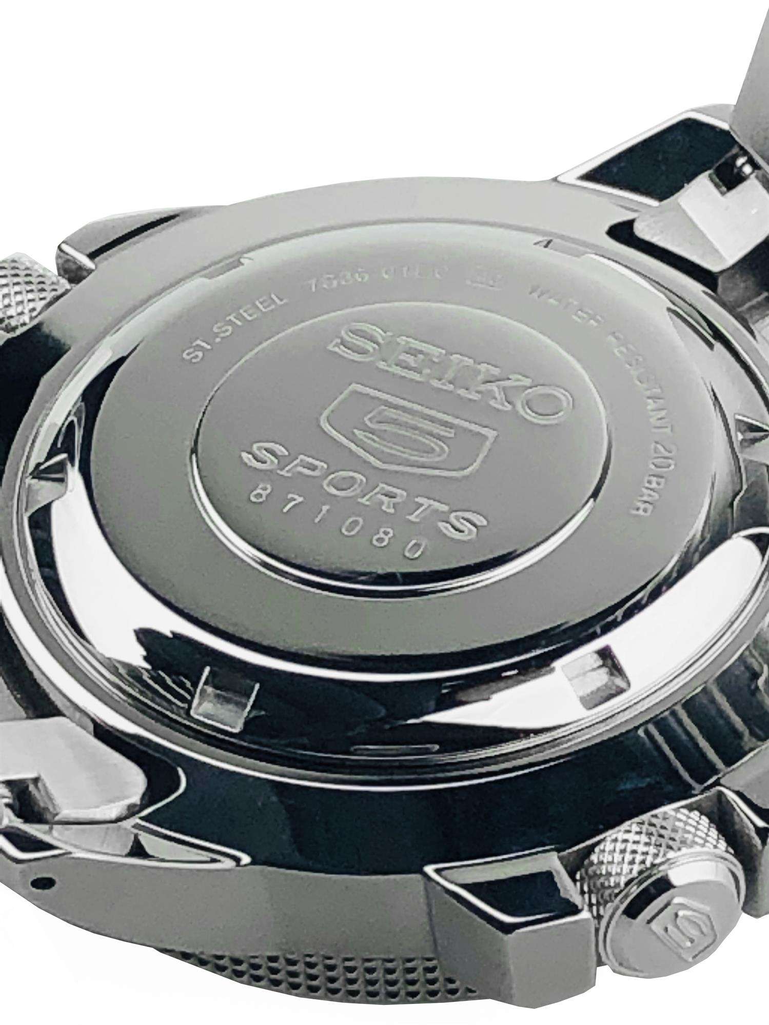 Seiko 5 Sports Land Shark Atlas Automatic Black Dial Steel Men's Watch SKZ211K1