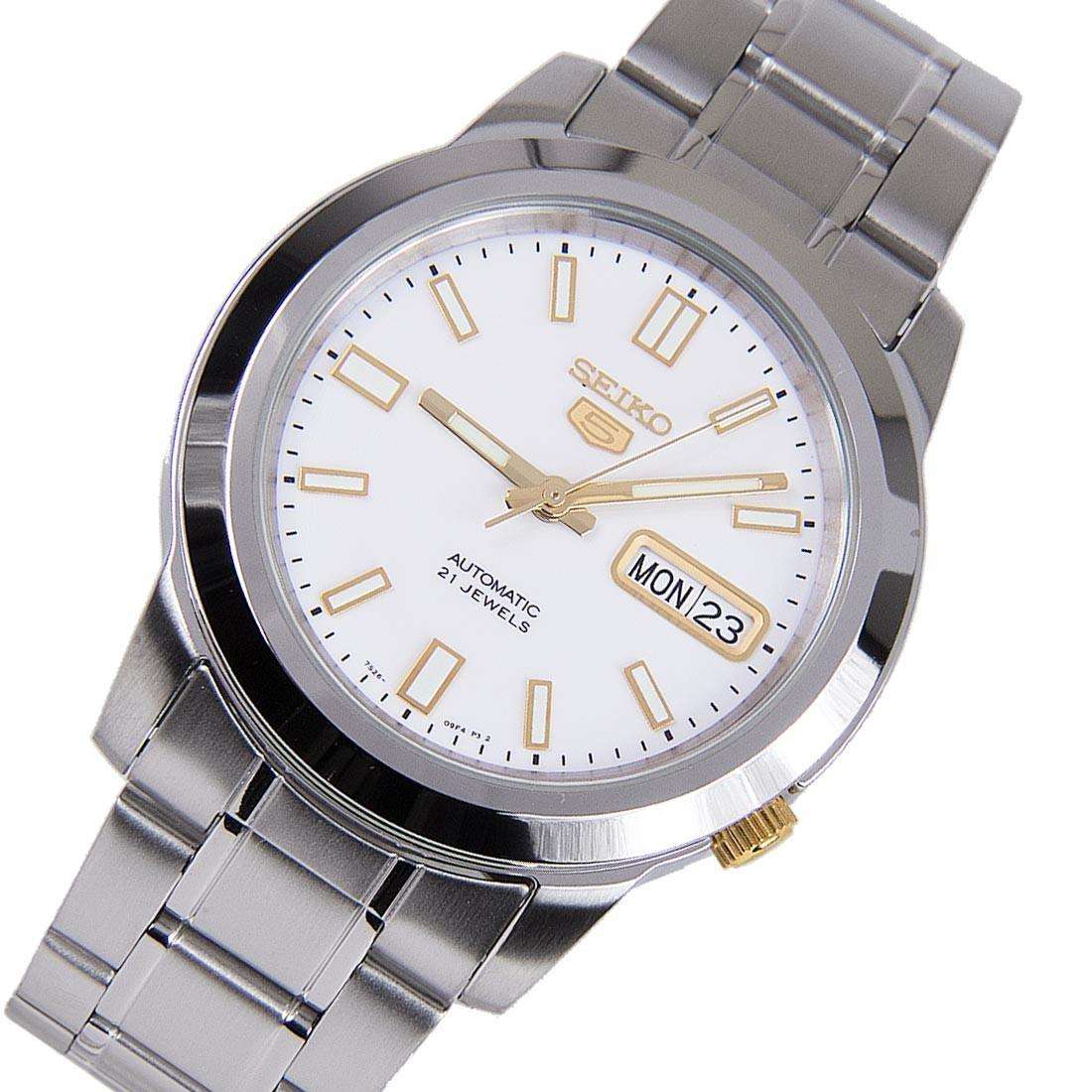 Seiko 5 Automatic White Dial Stainless Steel Strap Men's Watch SNKK07K1