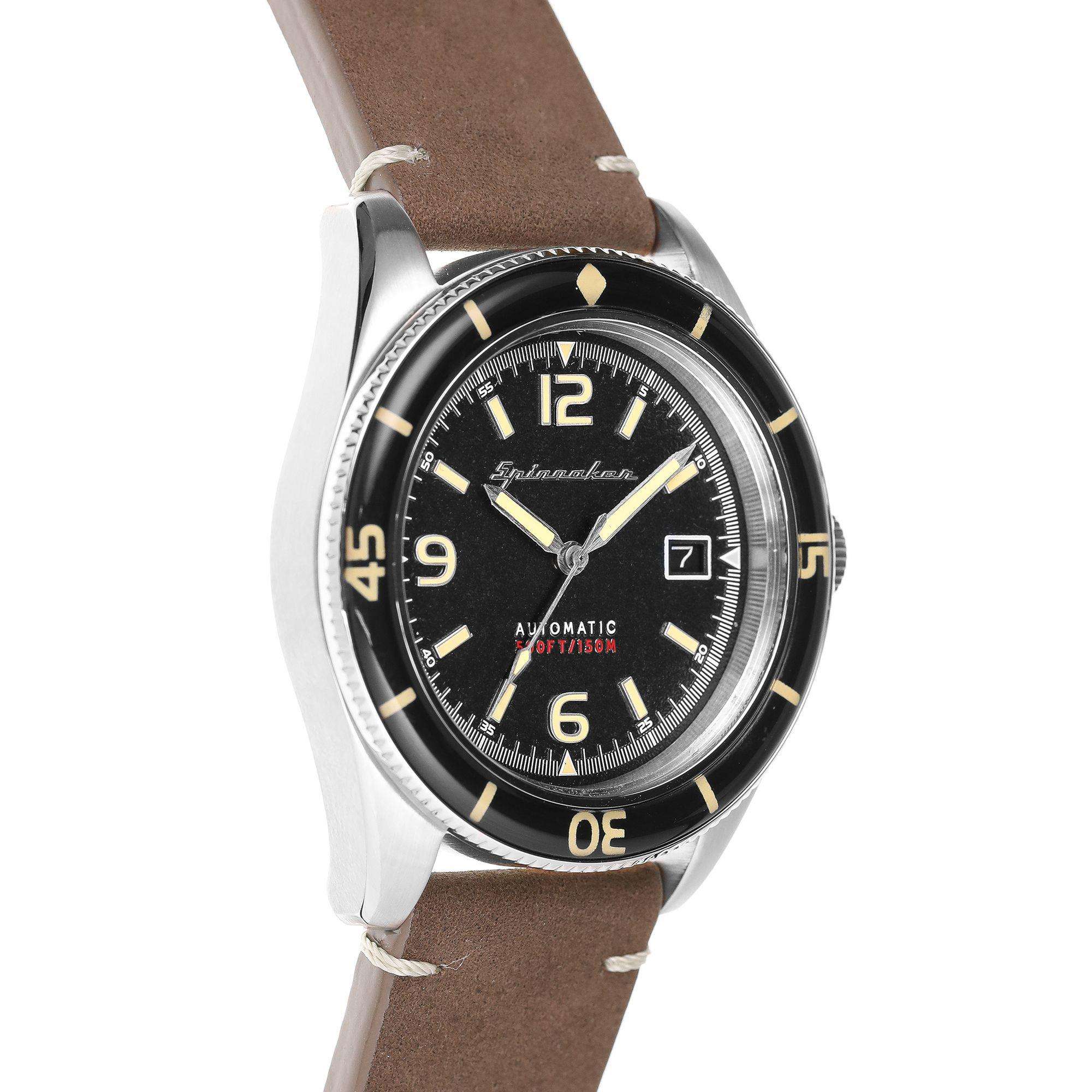 Spinnaker Fleuss Lumber Black Brown Leather Strap Mens Watch SP-5055-01