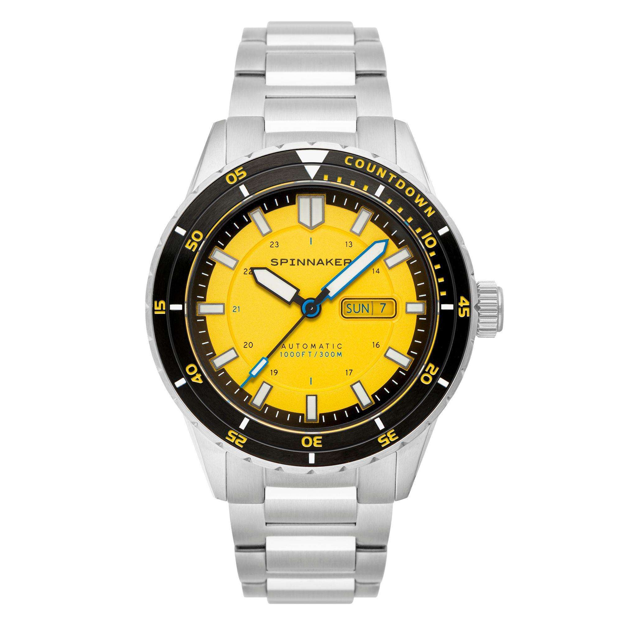 Spinnaker Hass Automatic Safety Yellow Dial Stainless Steel Bracelet Mens Watch SP-5099-33
