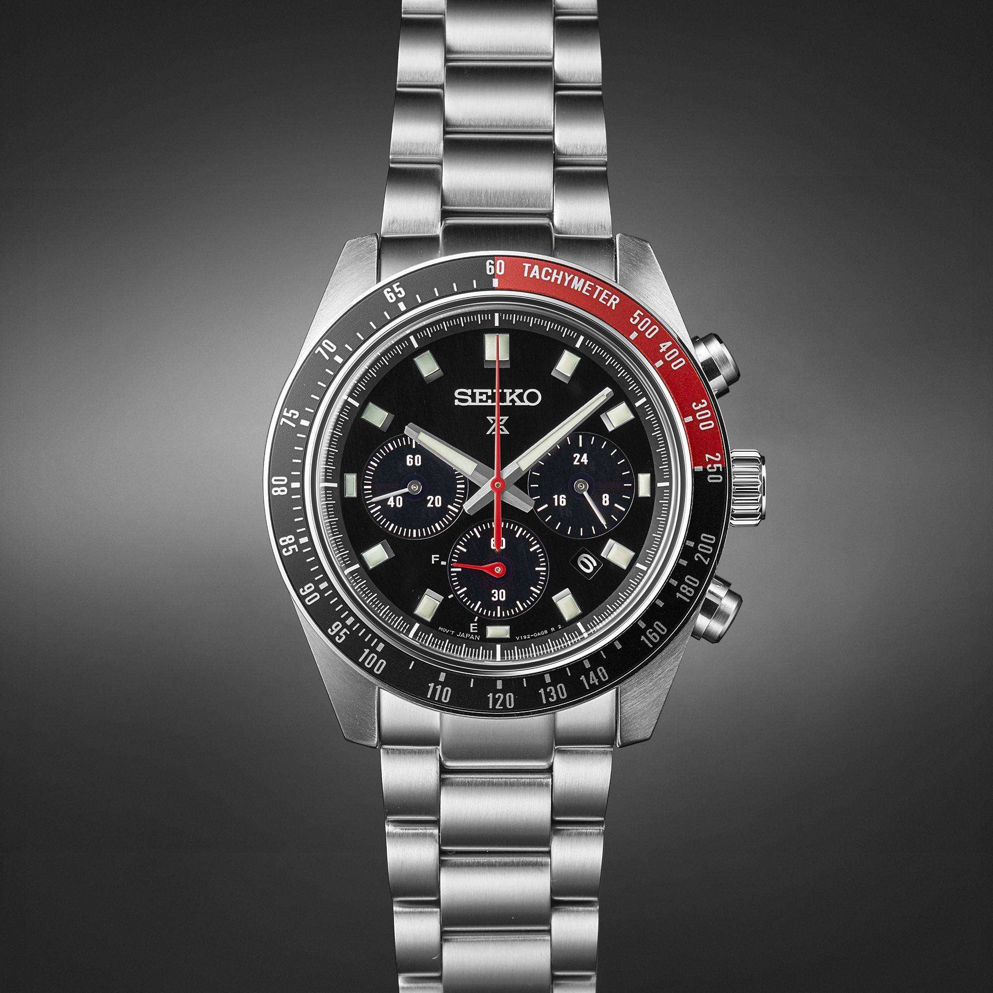 Seiko Prospex Speedtimer Solar Chronograph Black Dial Stainless Steel Bracelet Men's Watch SSC915P1