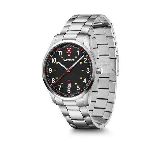 Wenger Sports City Black Dial Stainless Steel Bracelet Men's Watch 01.1441.131