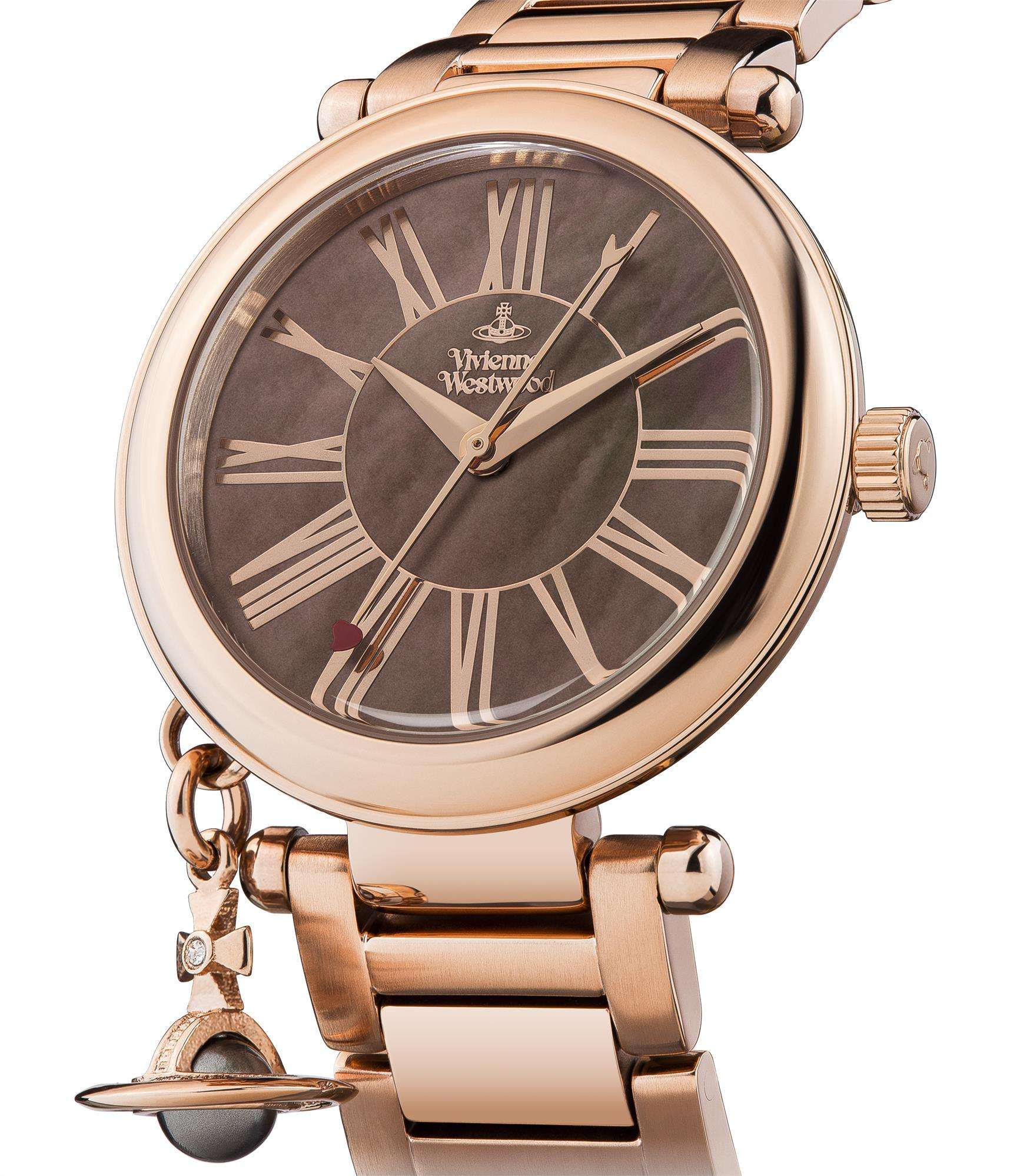 Viivienne Westwood Mother Orb Brown Dial Rose Gold Stainless Steel Bracelet Ladies Watch VV006PBRRS