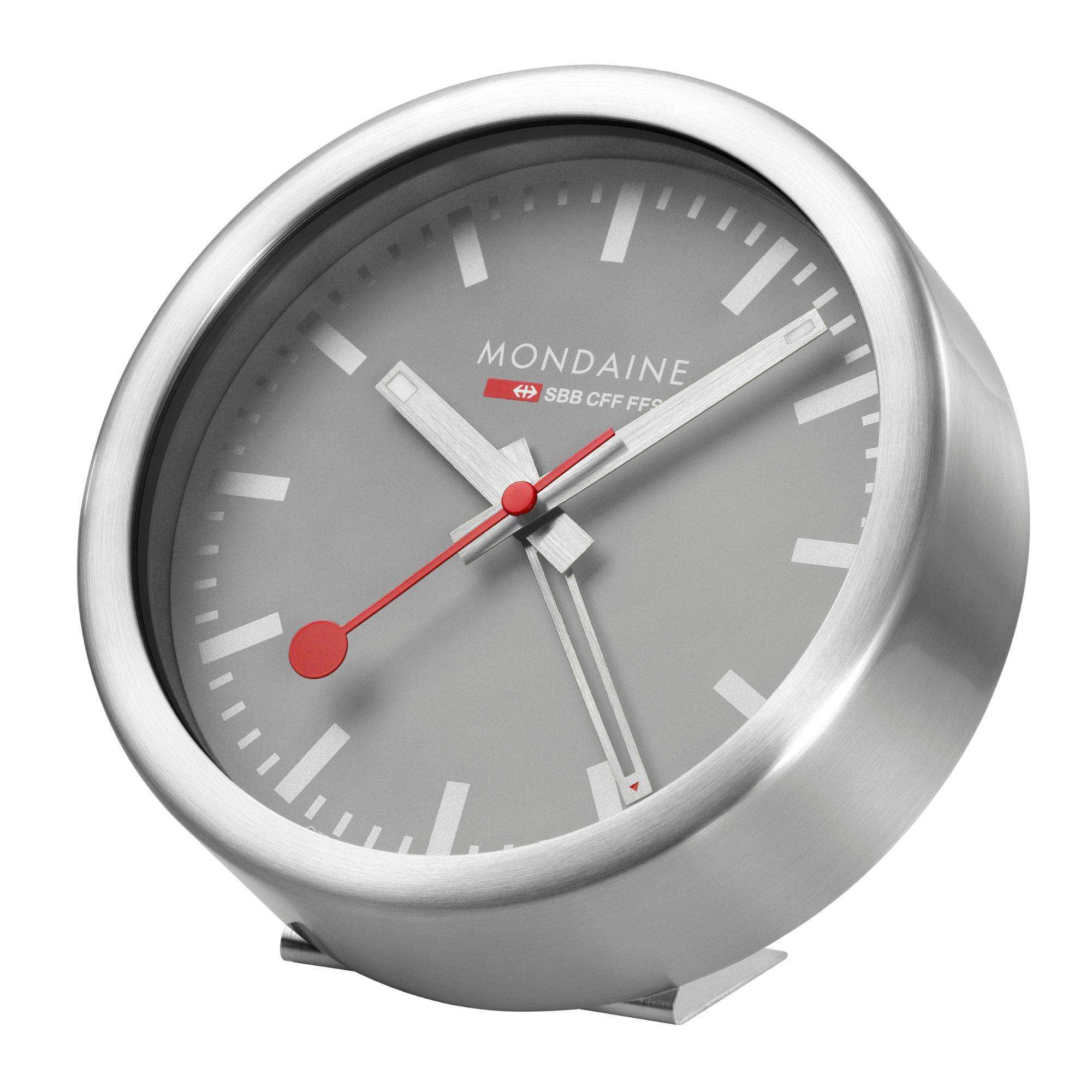 Mondaine Wecker Grey Aluminium Clock A997.MCAL.86SBV