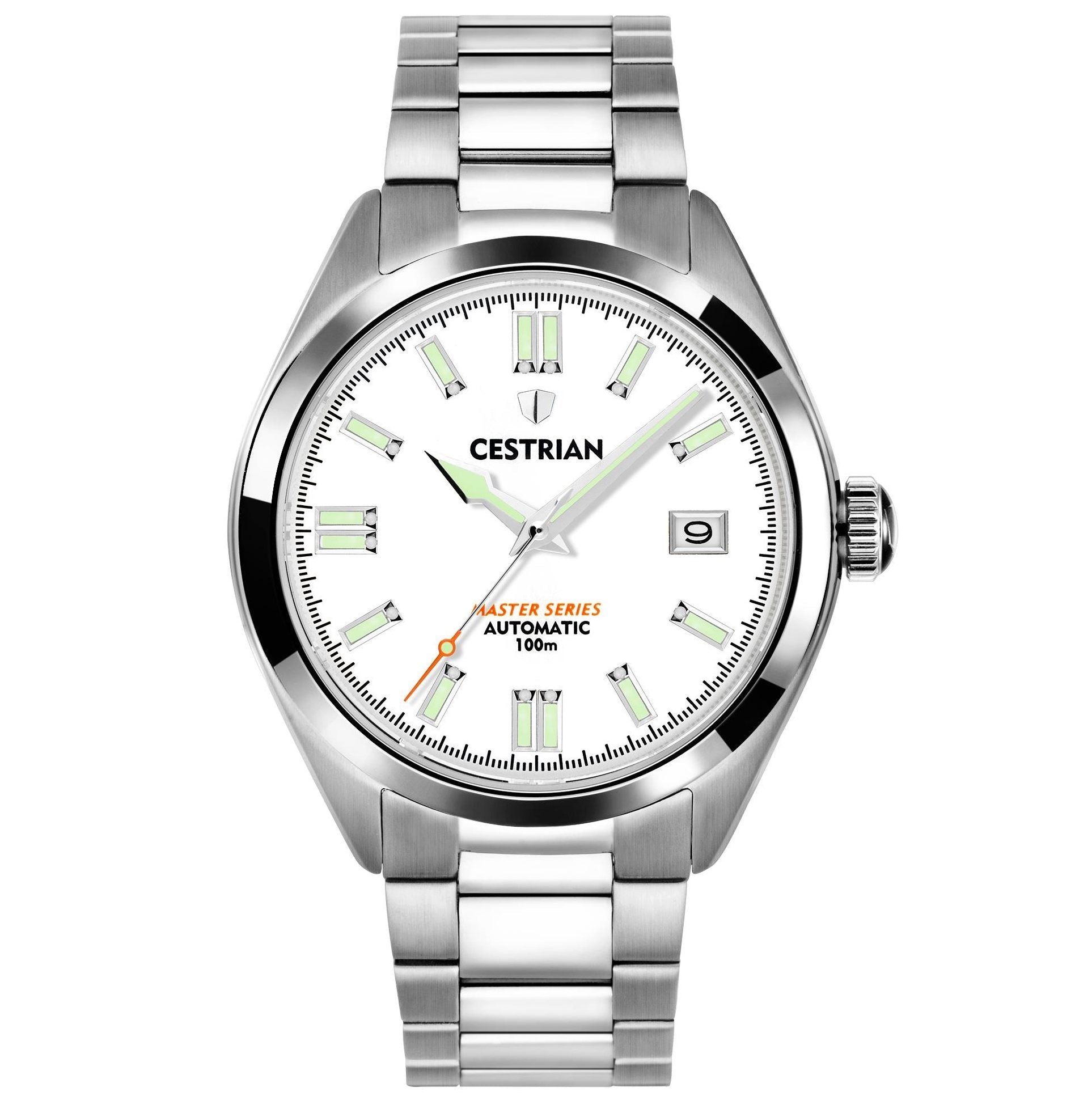 Cestrian Master Series V2 White Dial Steel Bracelet Automatic Men's Watch CM011B0660