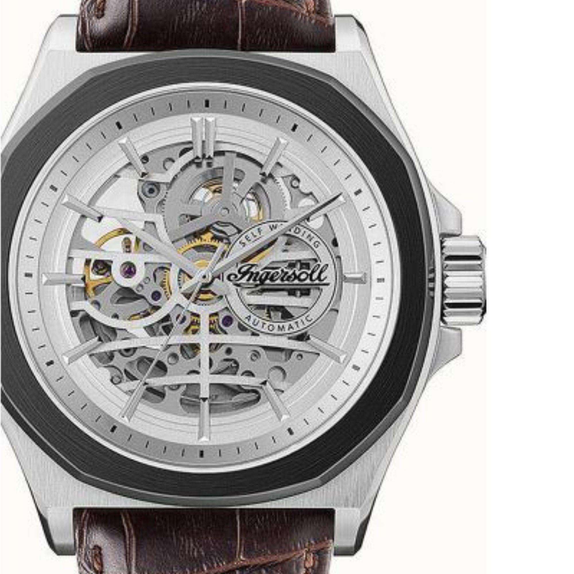 Ingersoll 1892 The Orville Automatic White Dial Dark Brown Leather Strap Men's Watch I09307