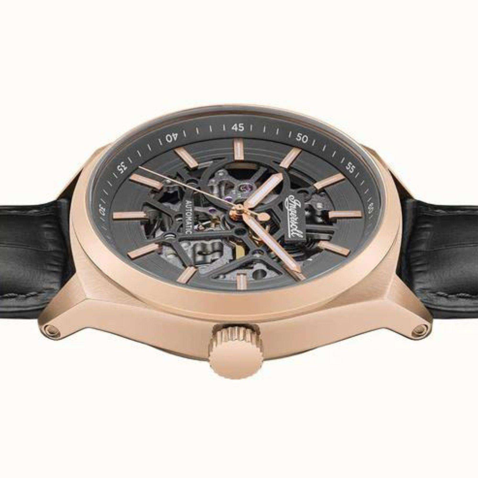 Ingersoll 1892 The Shelby Automatic Men's Watch with Grey Dial and Black Leather Strap - I12002