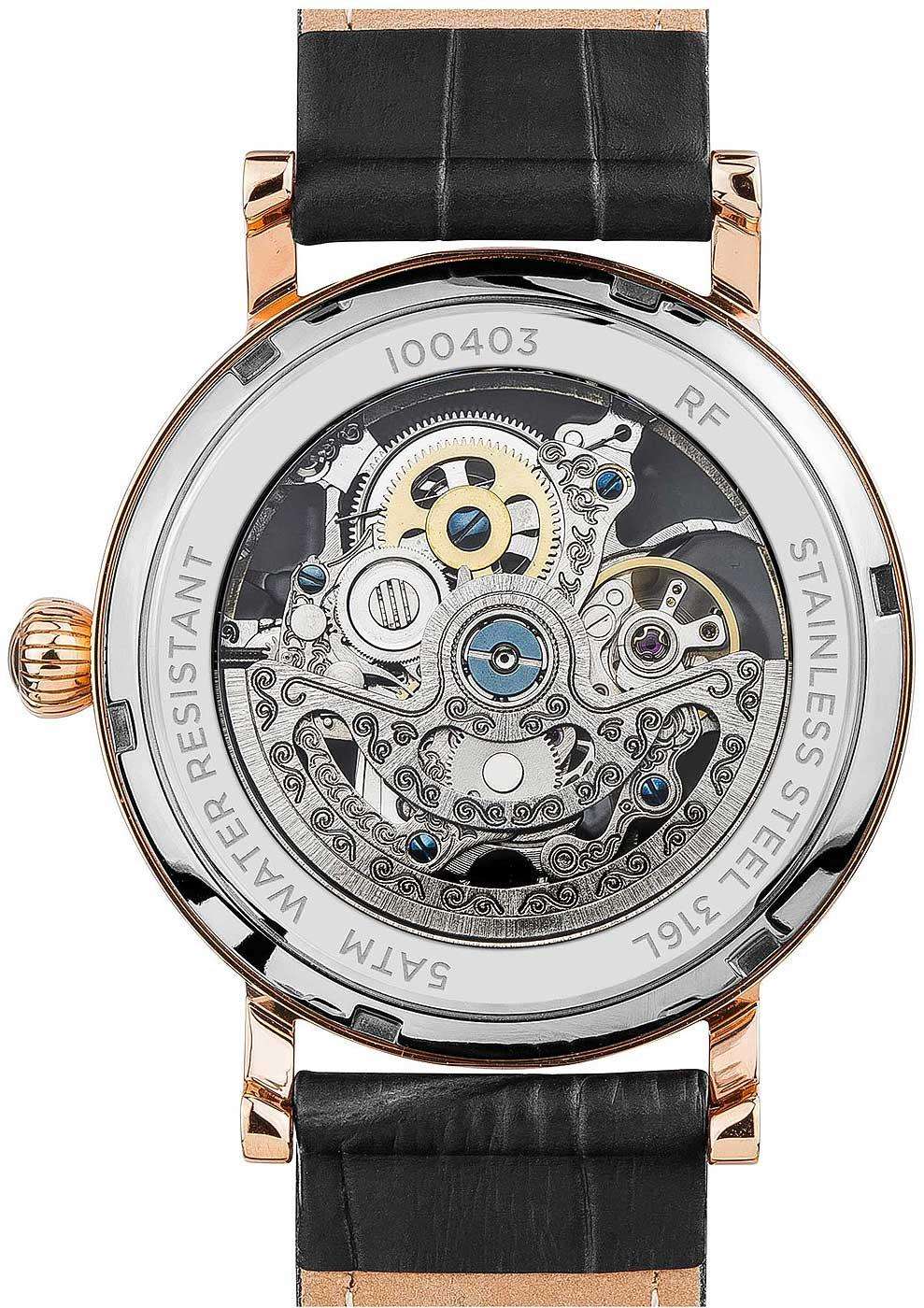 Ingersoll The Herald  Automatic Watch with a Skeleton Dial and a Black Leather Strap I00403B