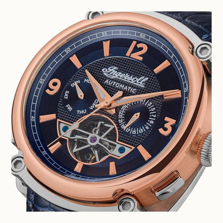 Ingersoll 1892 The Michigan Automatic Blue Dial Leather Strap Men's Watch I01101B