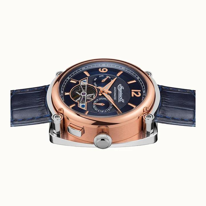 Ingersoll 1892 The Michigan Automatic Blue Dial Leather Strap Men's Watch I01101B