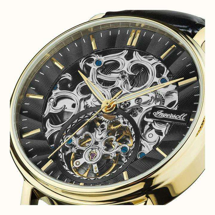 Ingersoll 1892 The Charles Men's Automatic Watch with a Black Dial and a Black Leather Strap - I05802B