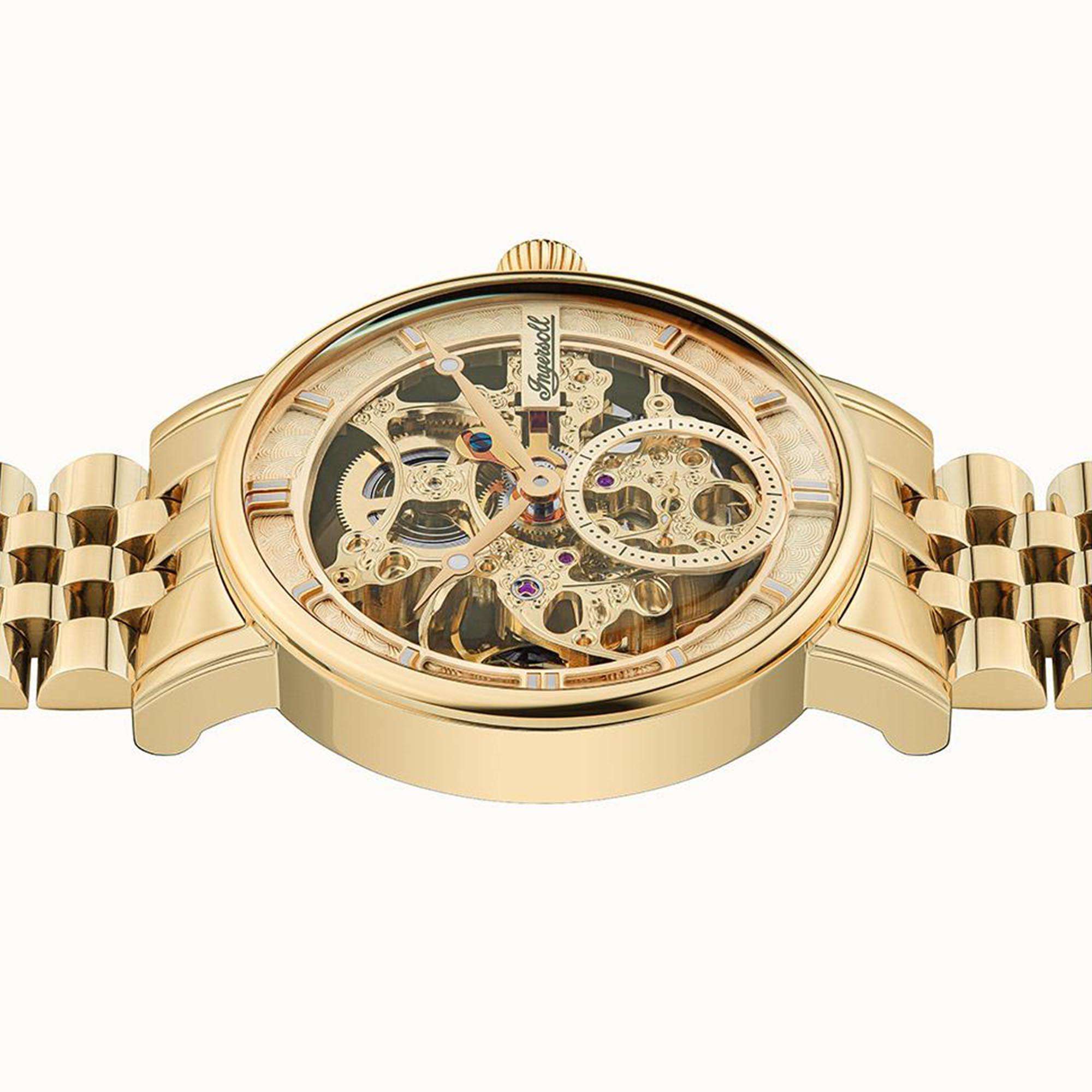 Ingersoll 1892 The Herald Automatic Watch with a Pale Gold Dial and a Gold Stainless Steel Bracelet I00408
