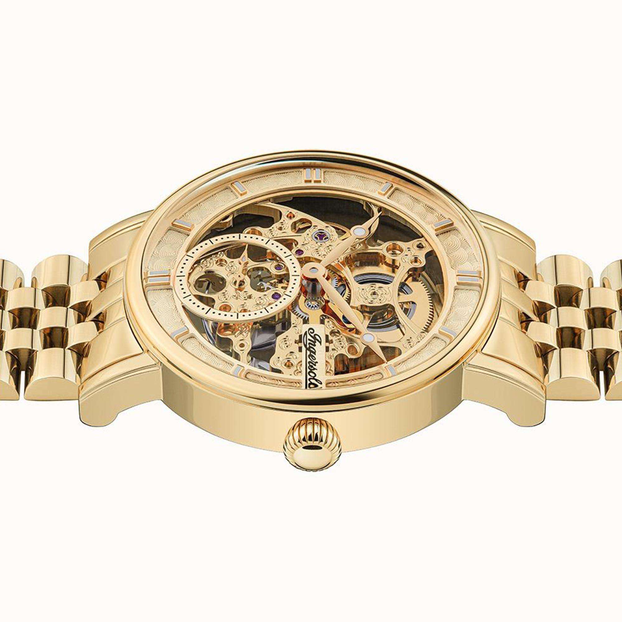 Ingersoll 1892 The Herald Automatic Watch with a Pale Gold Dial and a Gold Stainless Steel Bracelet I00408