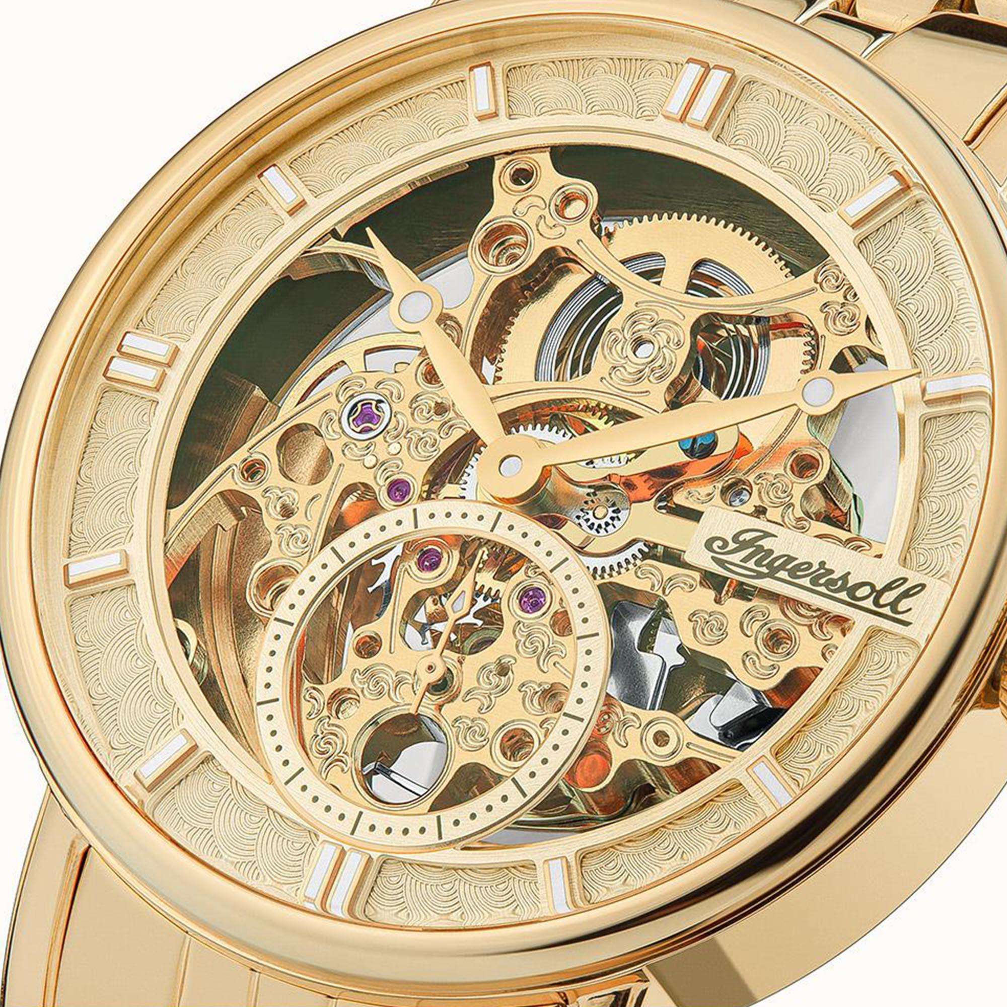 Ingersoll 1892 The Herald Automatic Watch with a Pale Gold Dial and a Gold Stainless Steel Bracelet I00408