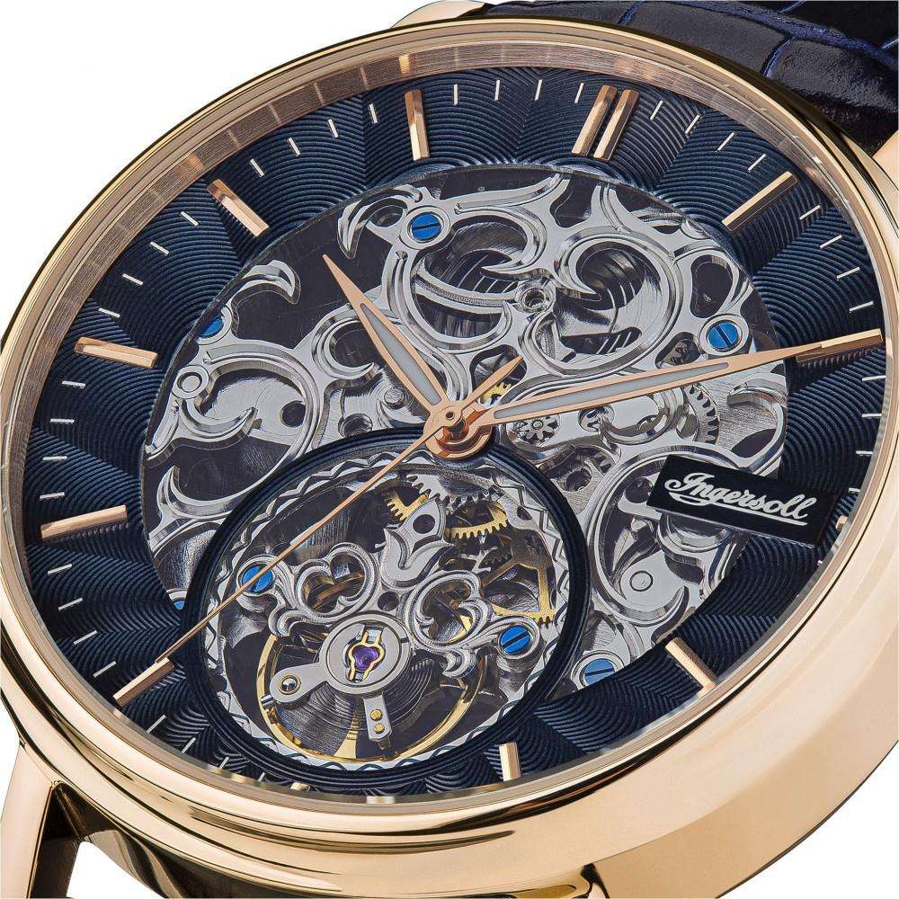 Ingersoll 1892 The Charles Automatic Men's Watch with Black Skeleton Dial and Blue Leather Strap- I05808