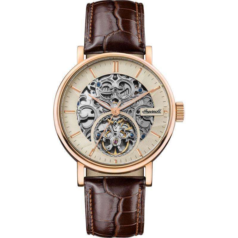 Ingersoll 1892 The Charles Automatic Men's Watch with Champagne Skeleton Dial and Brown Leather Strap - I05805