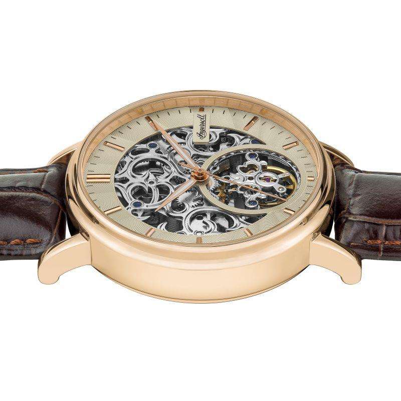 Ingersoll 1892 The Charles Automatic Men's Watch with Champagne Skeleton Dial and Brown Leather Strap - I05805