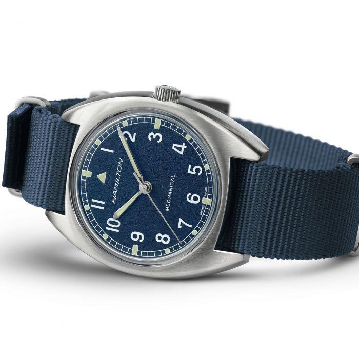 Hamilton Khaki Aviation Pilot Pioneer Mechanical Blue Dial Blue Nato Strap Unisex Watch H76419941
