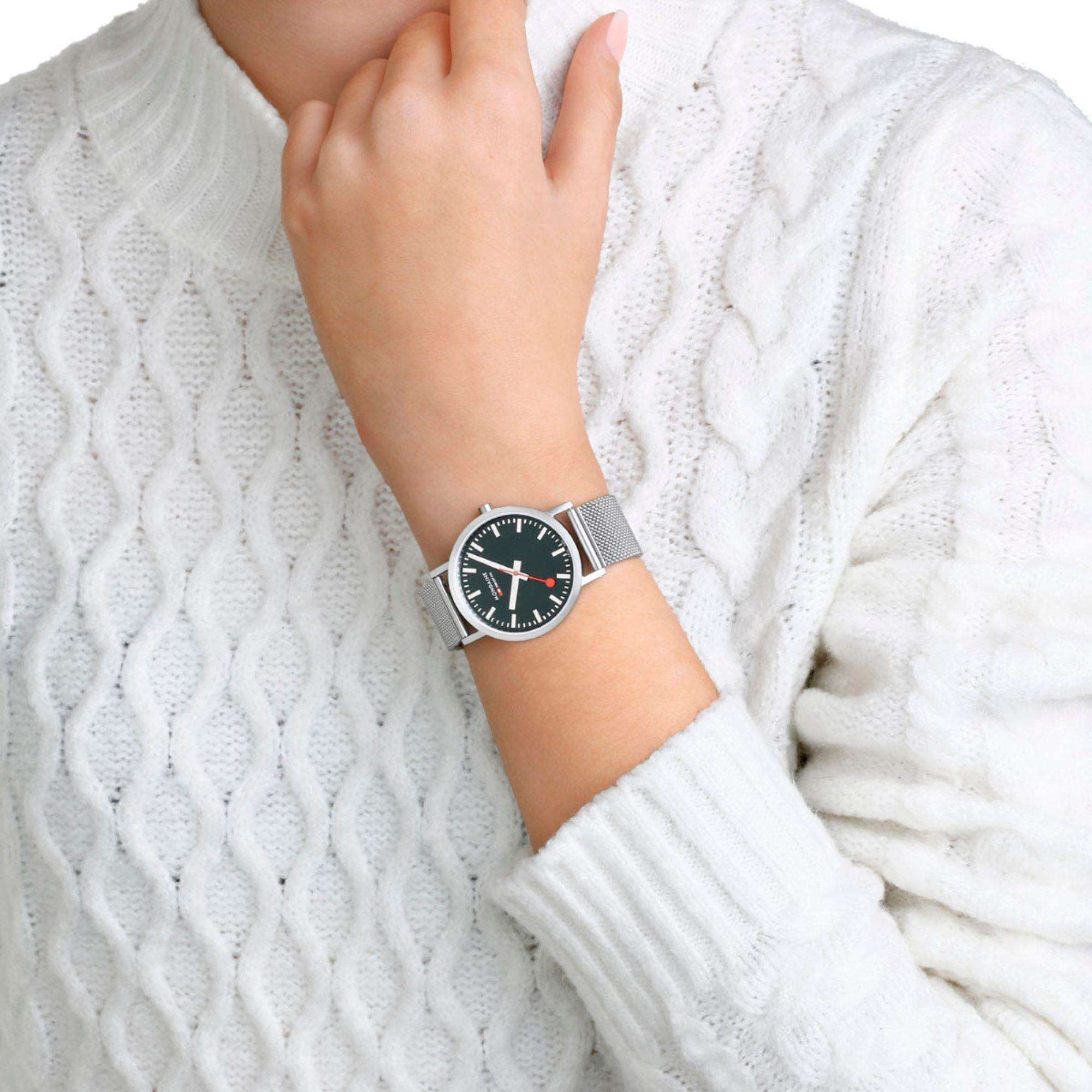 Mondaine Classic Forest Green Dial Mesh Bracelet Unisex Watch A660.30314.60SBJ