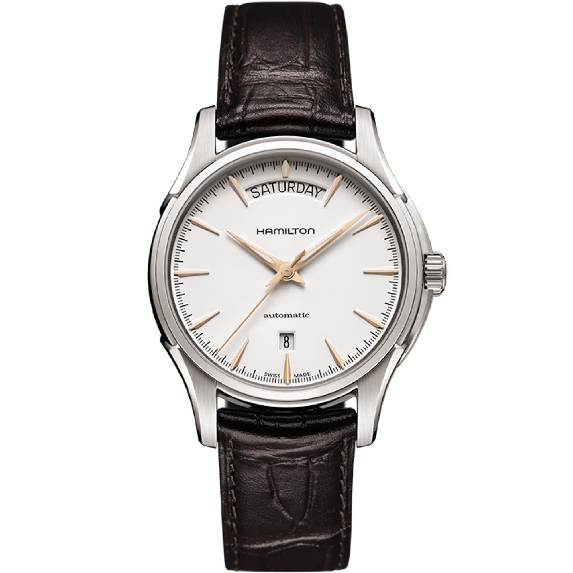 Hamilton Jazzmaster Day Date Automatic White Dial Brown Leather Strap Men's Watch H32505511
