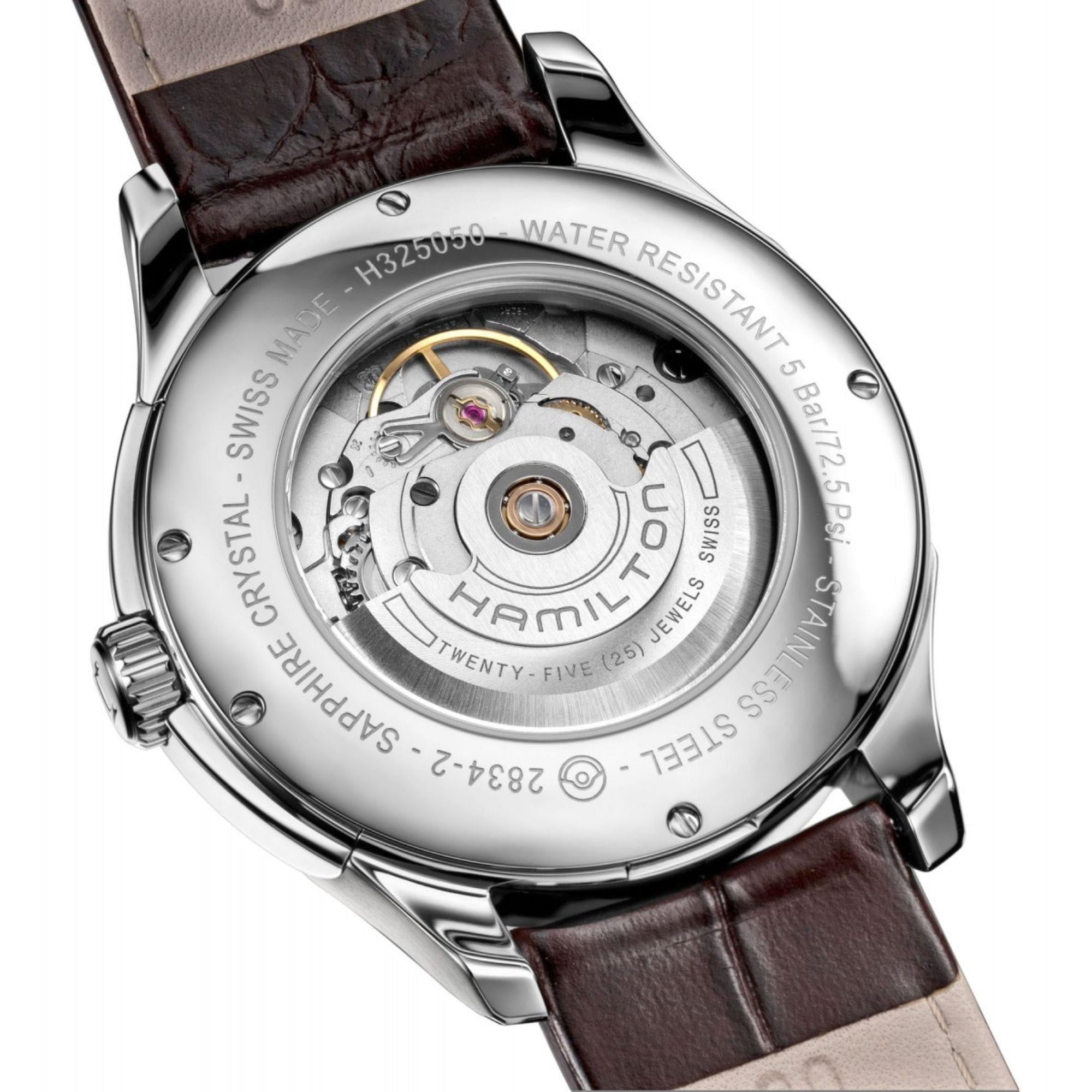 Hamilton Jazzmaster Day Date Automatic White Dial Brown Leather Strap Men's Watch H32505511