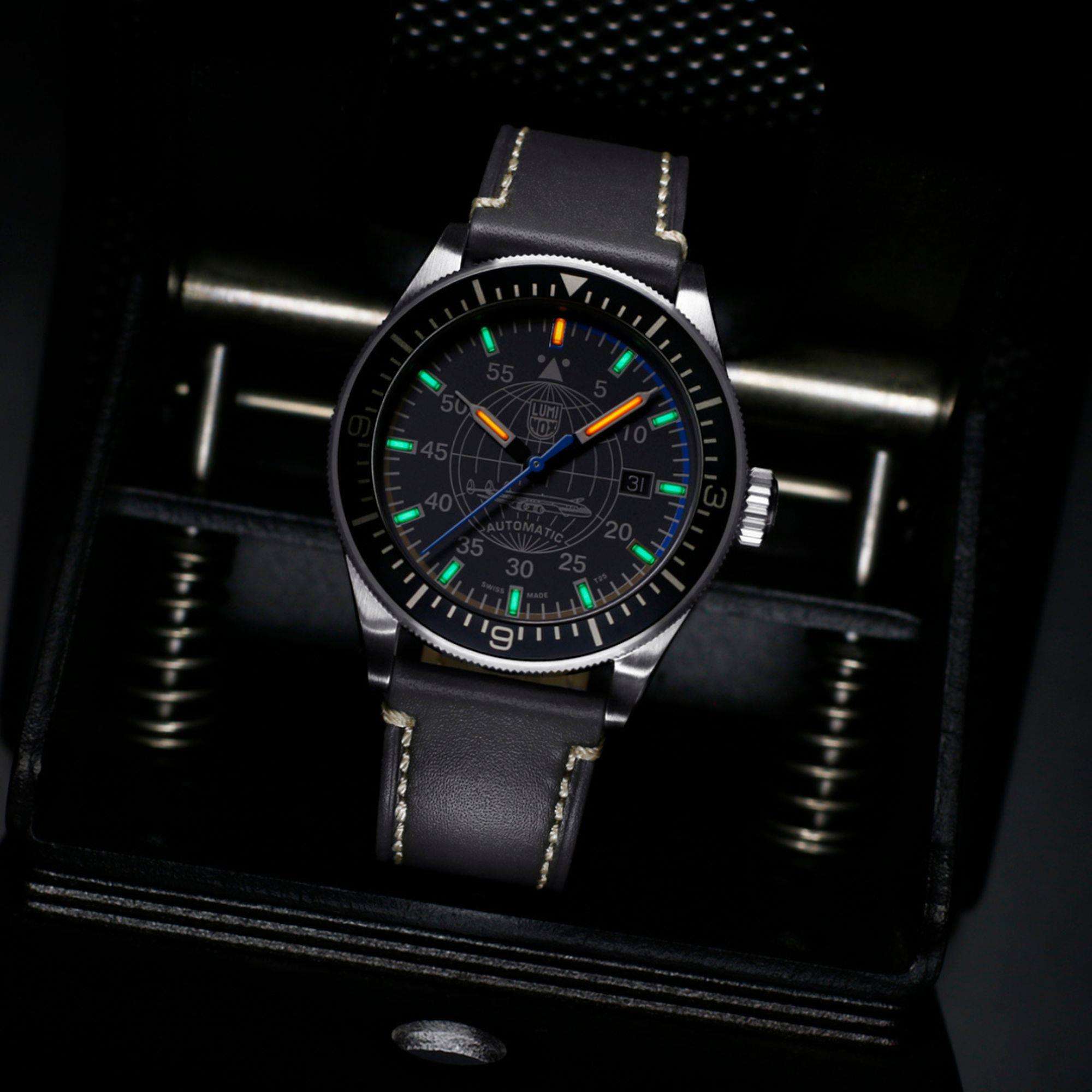 Luminox Air Automatic Constellation 9600 Series Grey Dial Leather Strap Men's Watch XA.9602