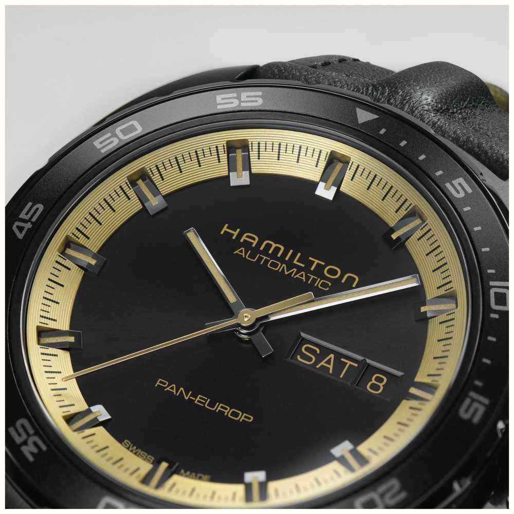 Hamilton Special Edition Black and Gold Pan Europ Day/Date Automatic Black Dial Men's Watch H35425730
