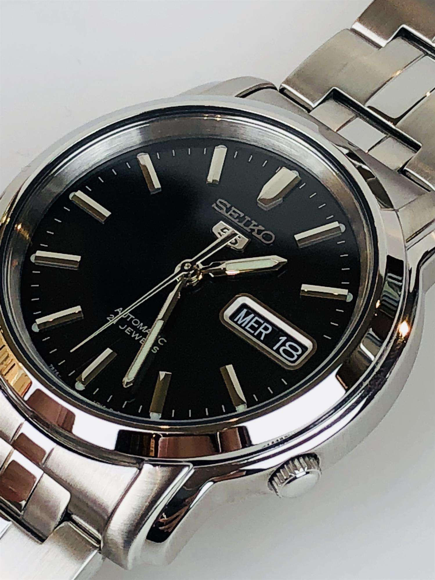 Seiko 5 Automatic Black Dial Stainless Steel Bracelet Men's Watch SNKK71K1