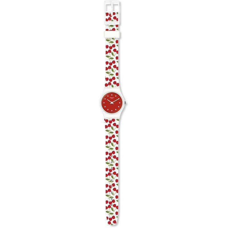 Swatch Cerise Moi Quartz Movement Red Dial Rubber Bracelet Women's Watch LW167