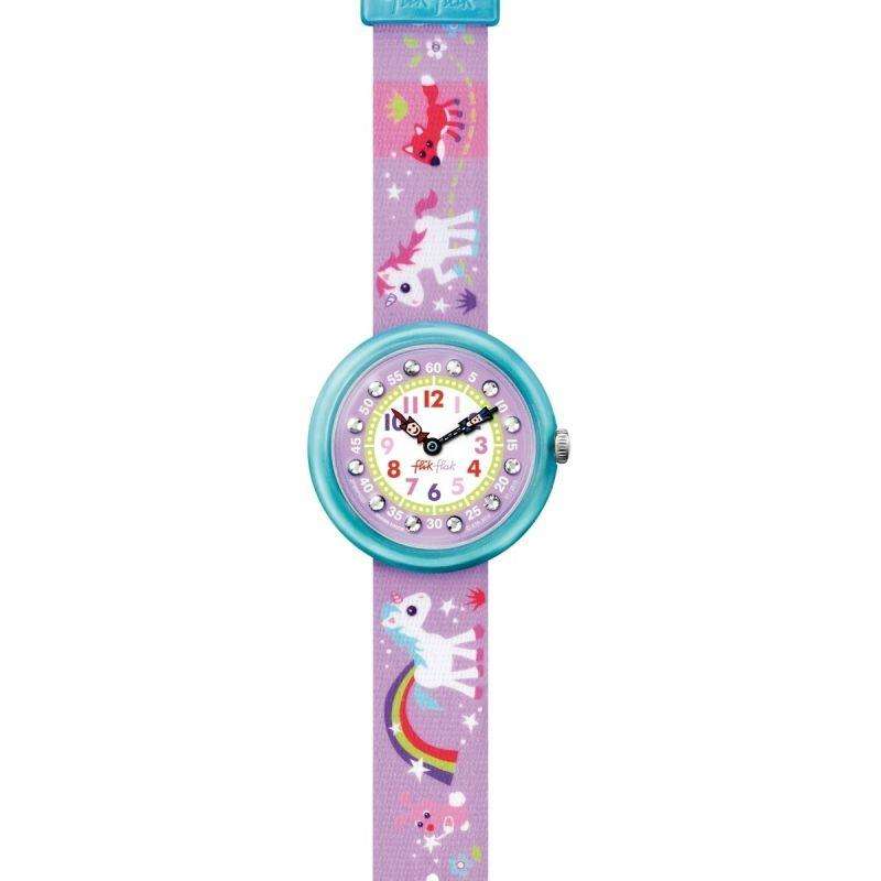 Magical Unicorns Quartz Dial Purple Fabric Strap Watch FBNP033