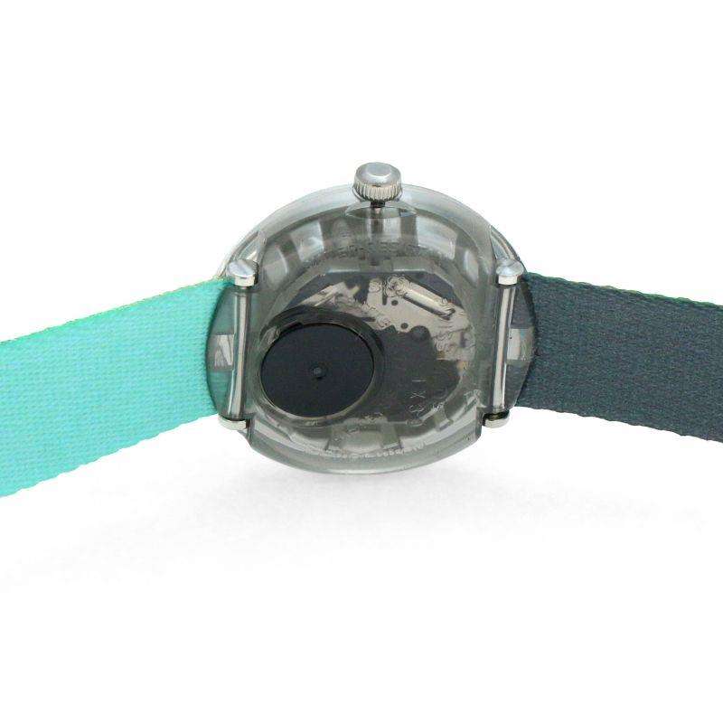 Flik Flak London Flower Pink Plastic Case Blue Textile Strap Kids Girls Watch 32mm FBNP080